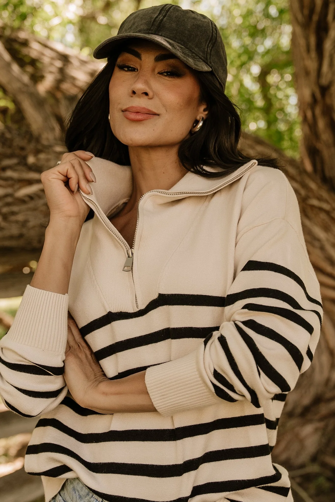 Sterling Half Zip Sweater | Beige + Black