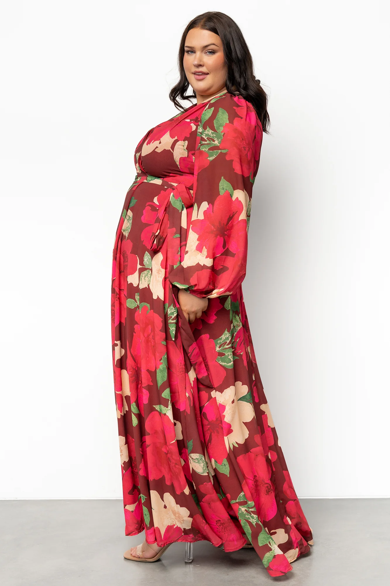 Katinka Wrap Maxi Dress | Burgundy Multi Floral