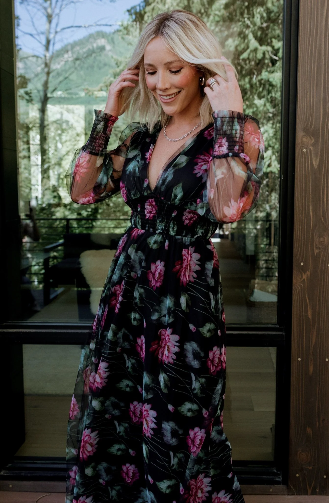 Layla Tulle Maxi Dress | Black Multi