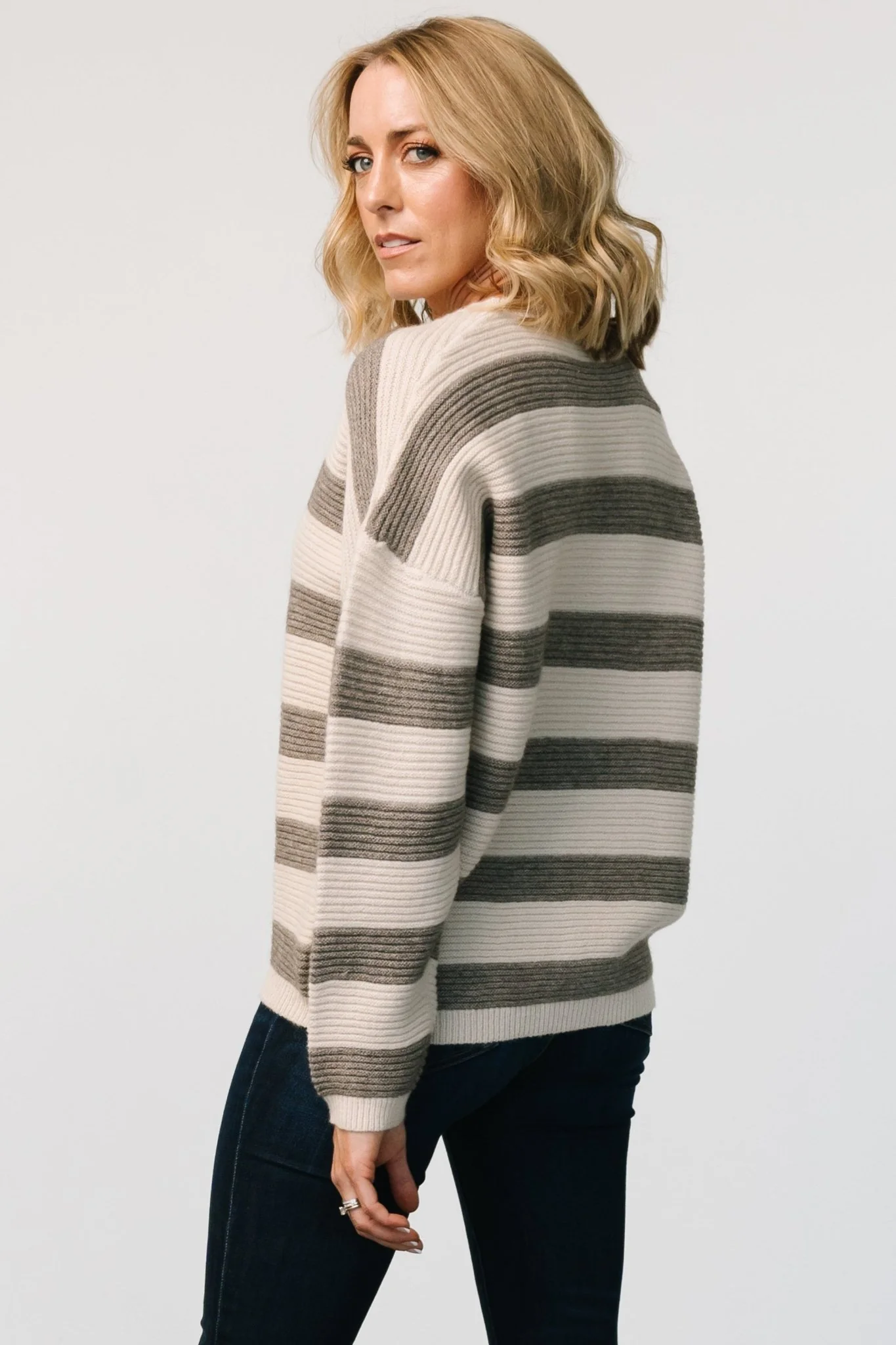 Ellington Knit Sweater | Cream + Gray