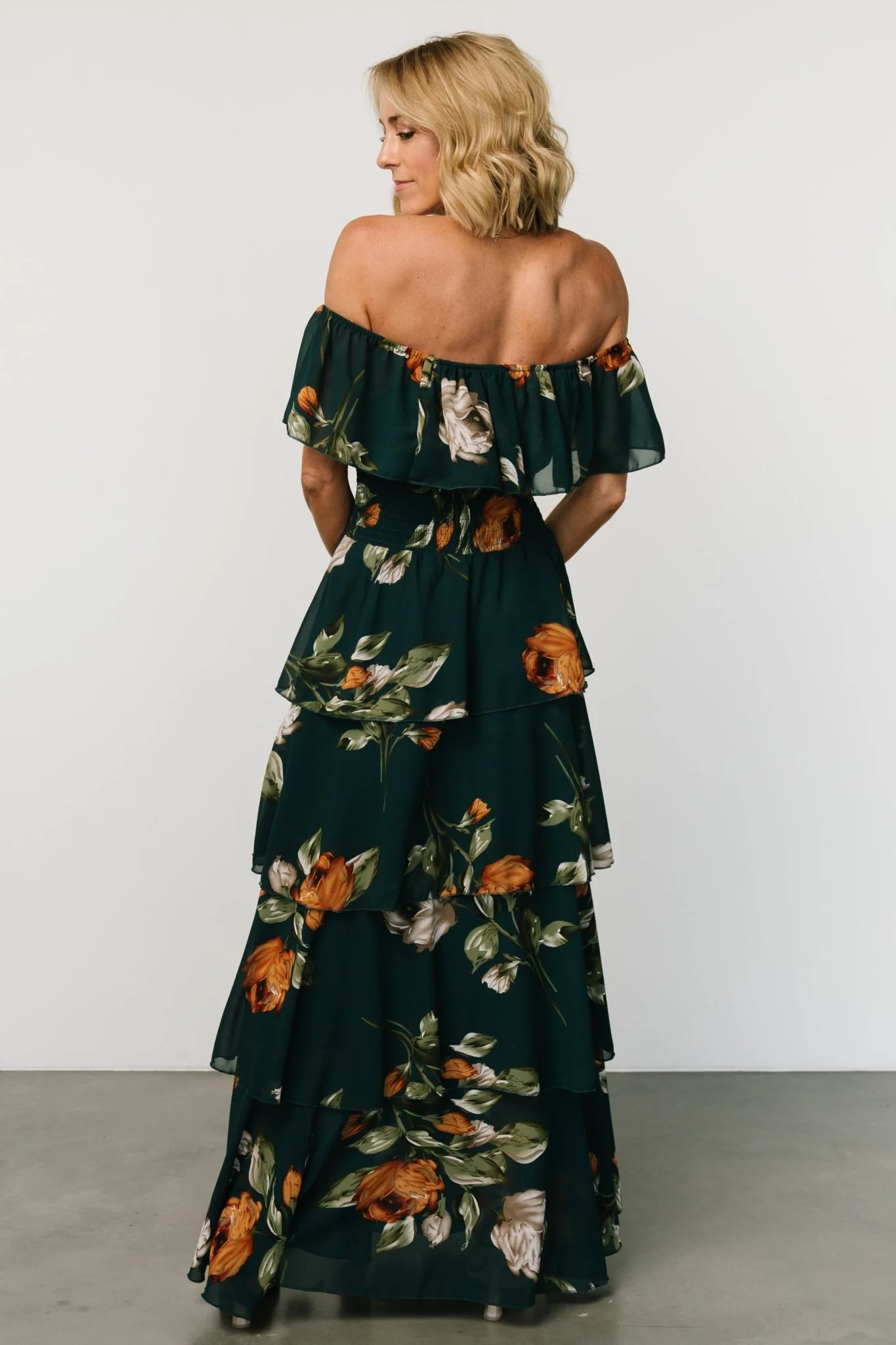 Carina Off Shoulder Maxi Dress | Deep Topaz Floral