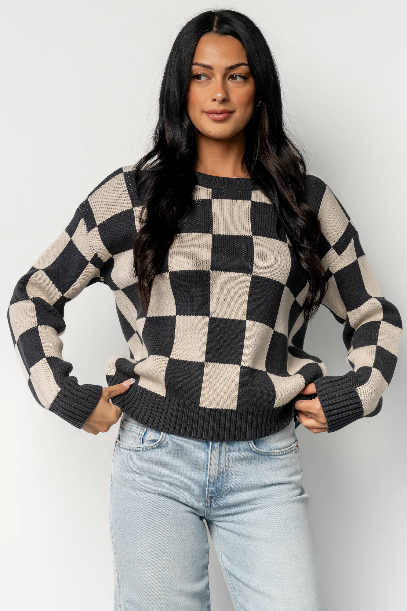 Quincy Checkered Sweater | Deep Jade