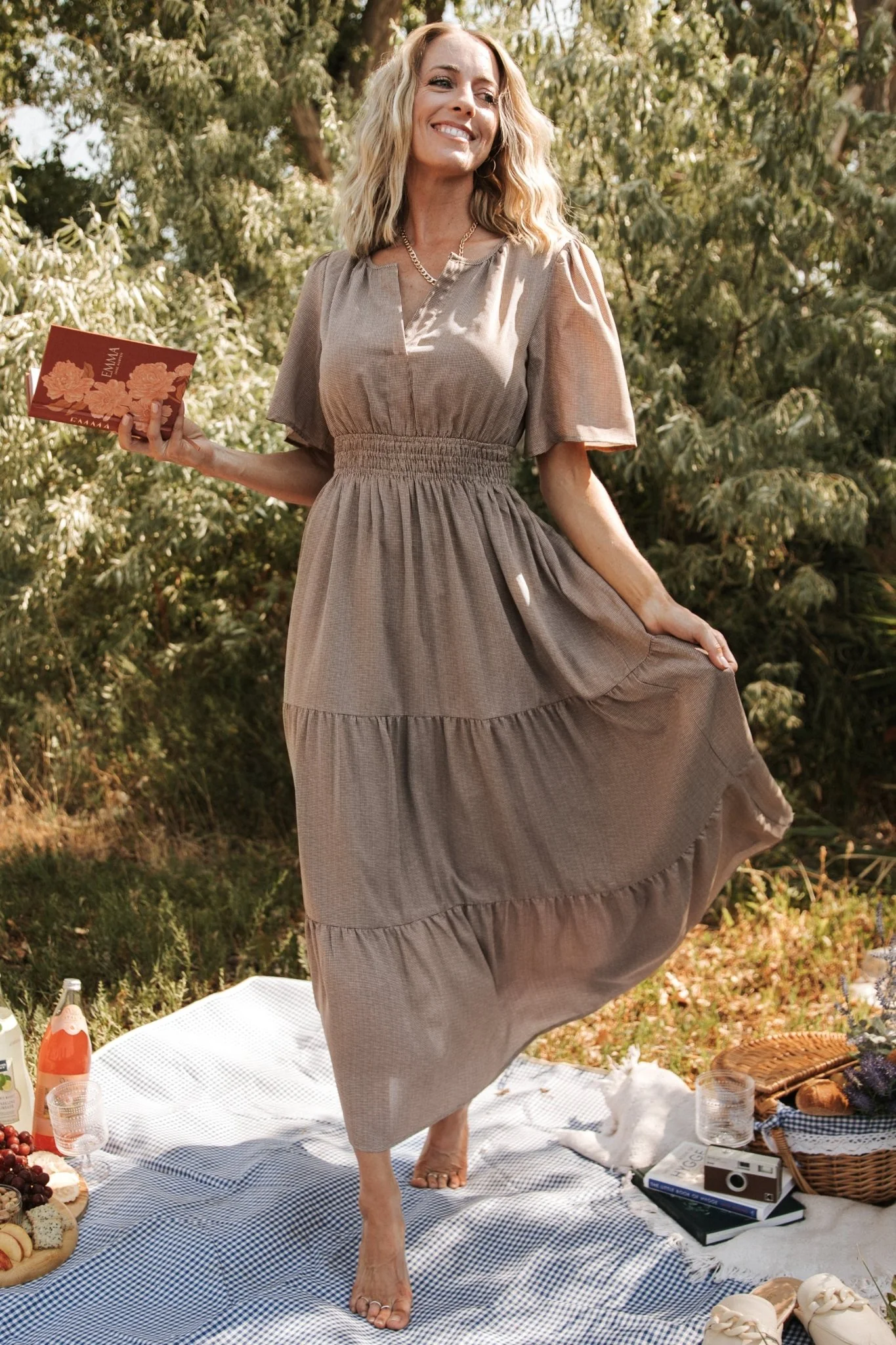 Danielle Tiered Maxi Dress | Brown Print