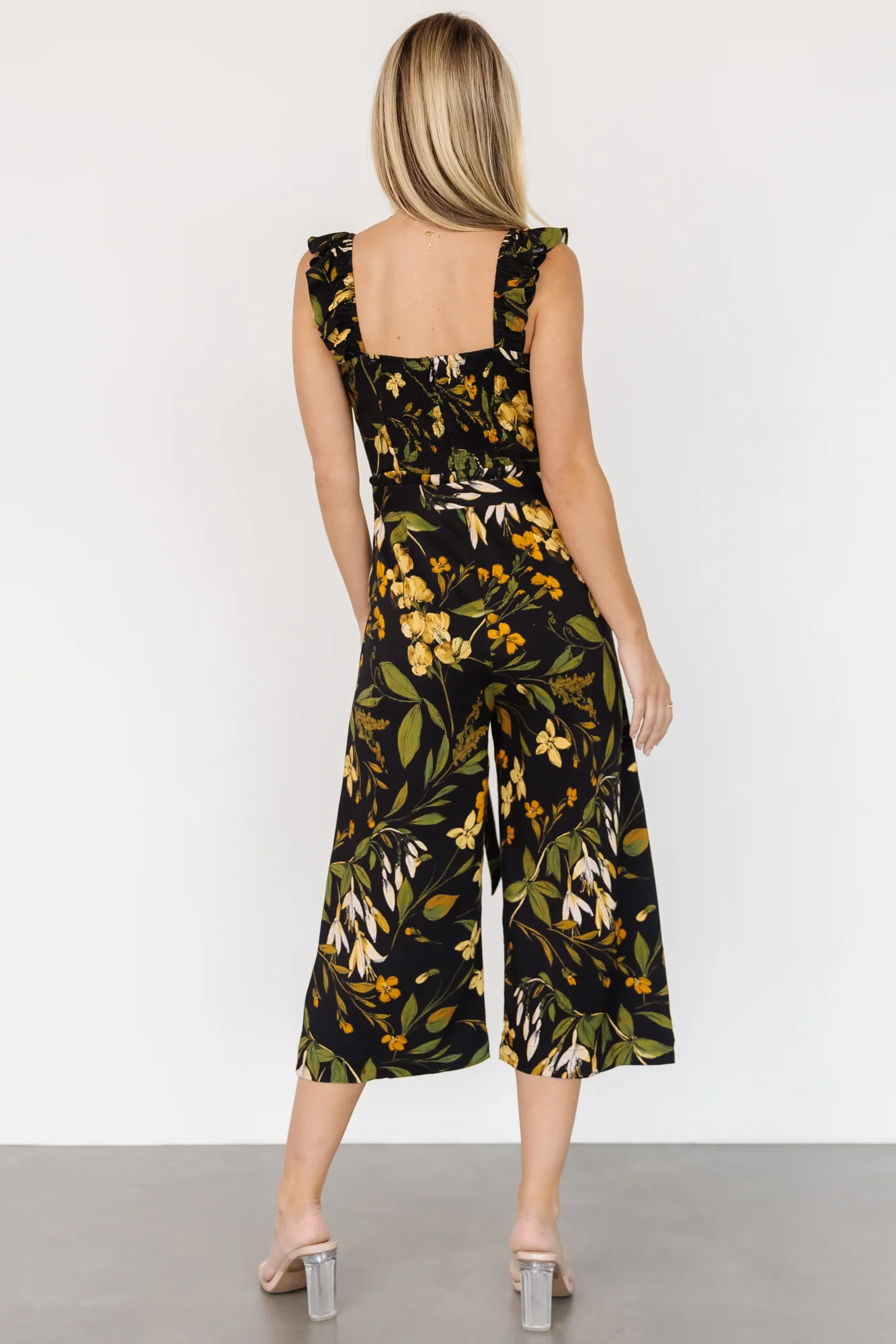 Gemma Jumpsuit | Black + Golden Floral