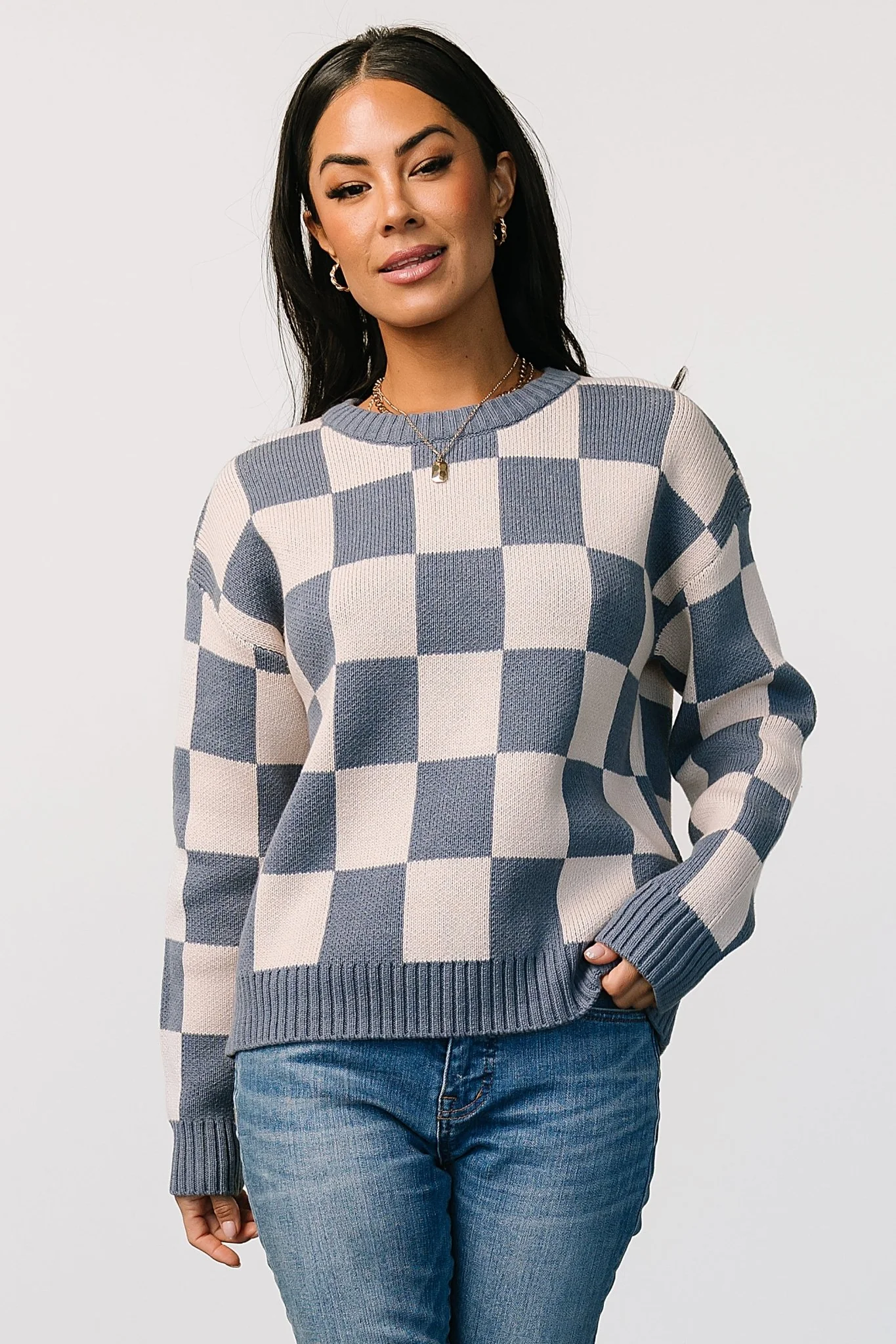 Quincy Checkered Sweater | Blue