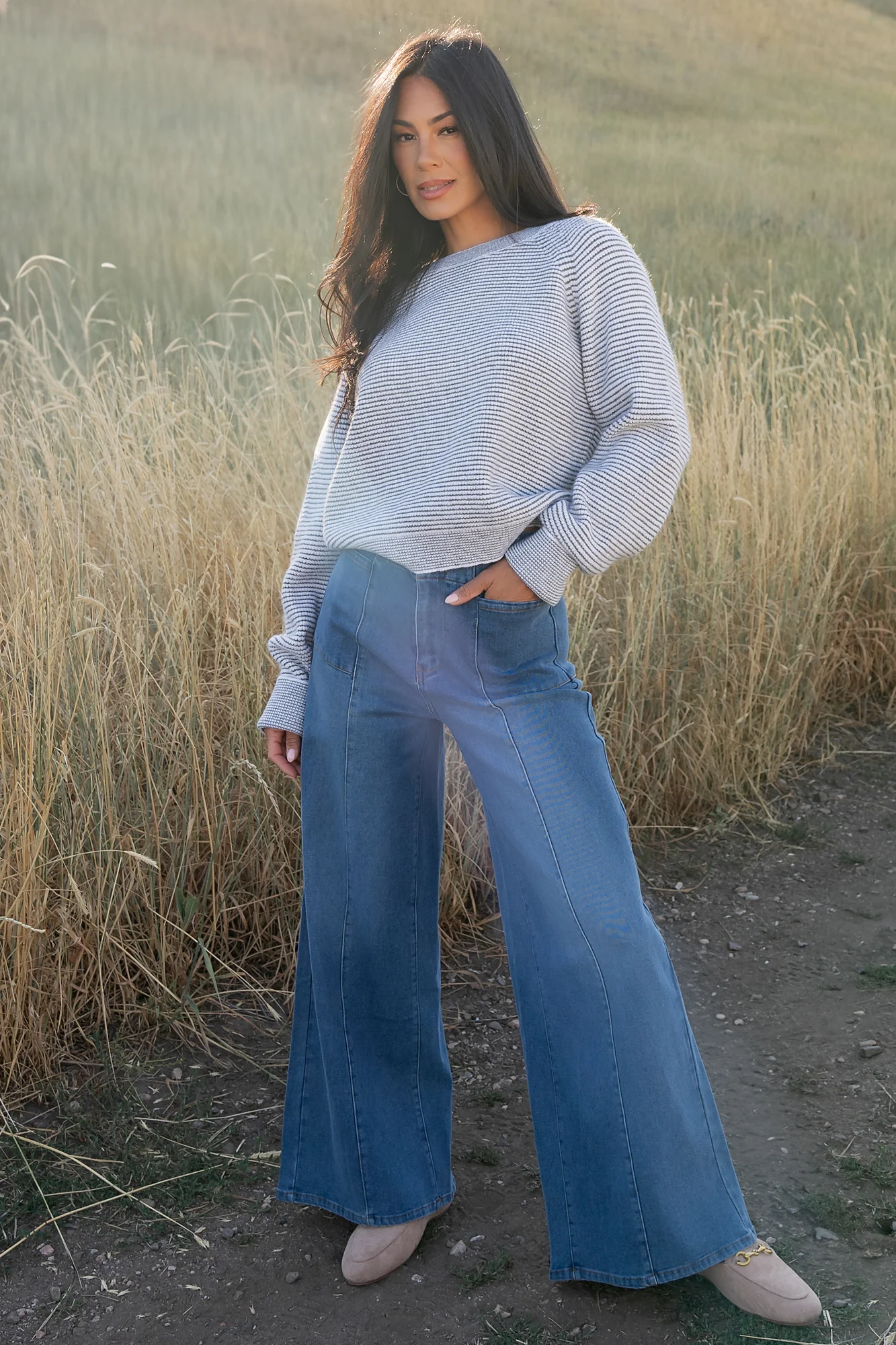 Zadie Striped Sweater | Ivory + Olive