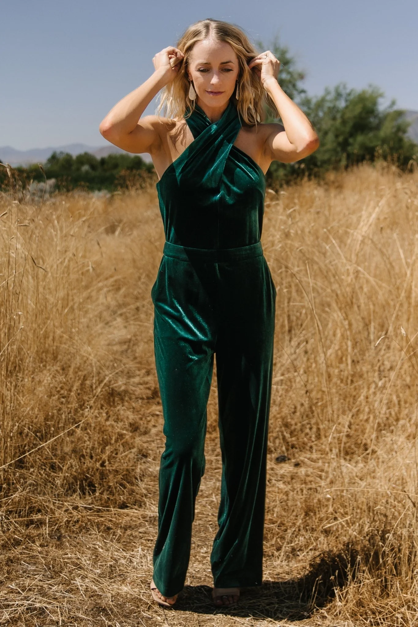 Cleopatra Velvet Jumpsuit | Dark Green