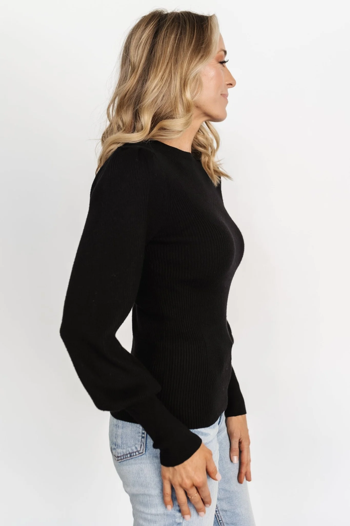 Lilou Rib Knit Sweater | Black
