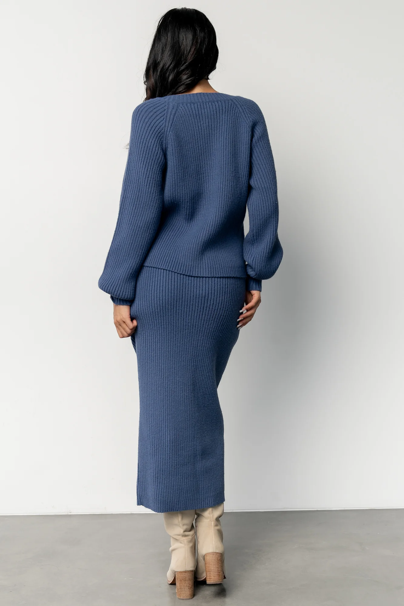 Blair Rib Knit Cardigan | Blue