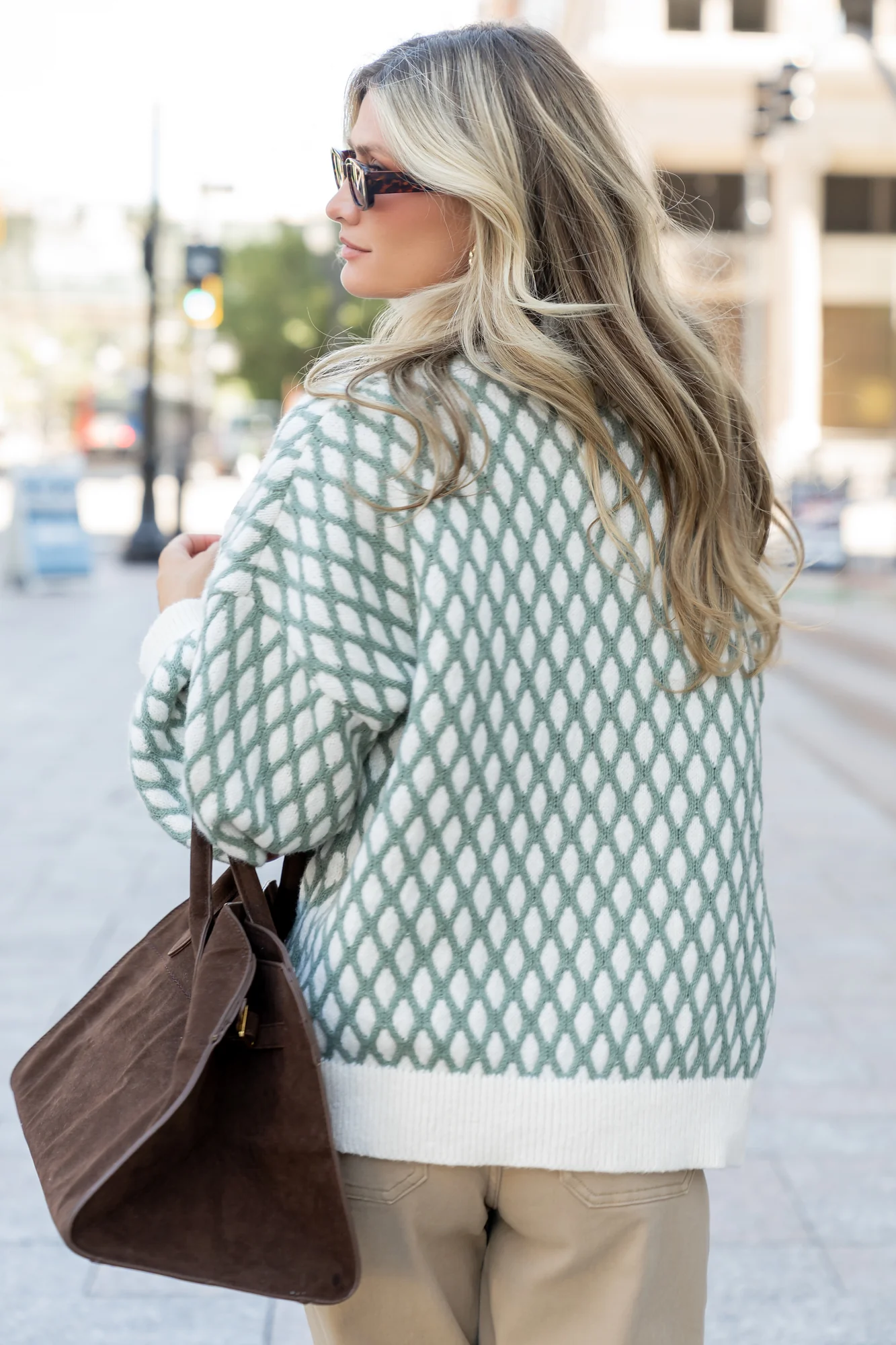 Hendrix Diamond Knit Sweater | Green