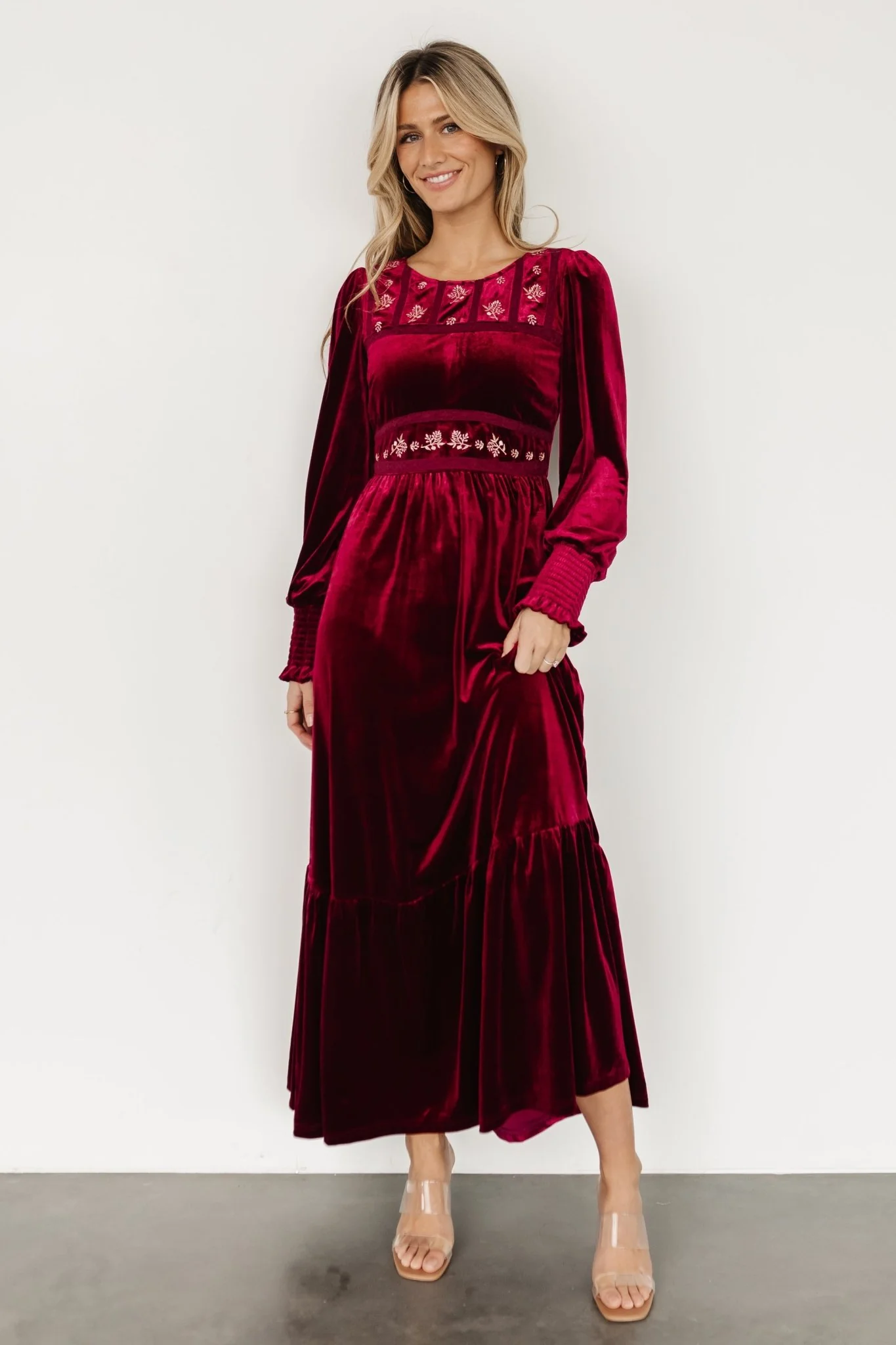 Ingrid Velvet Maxi Dress | Merlot