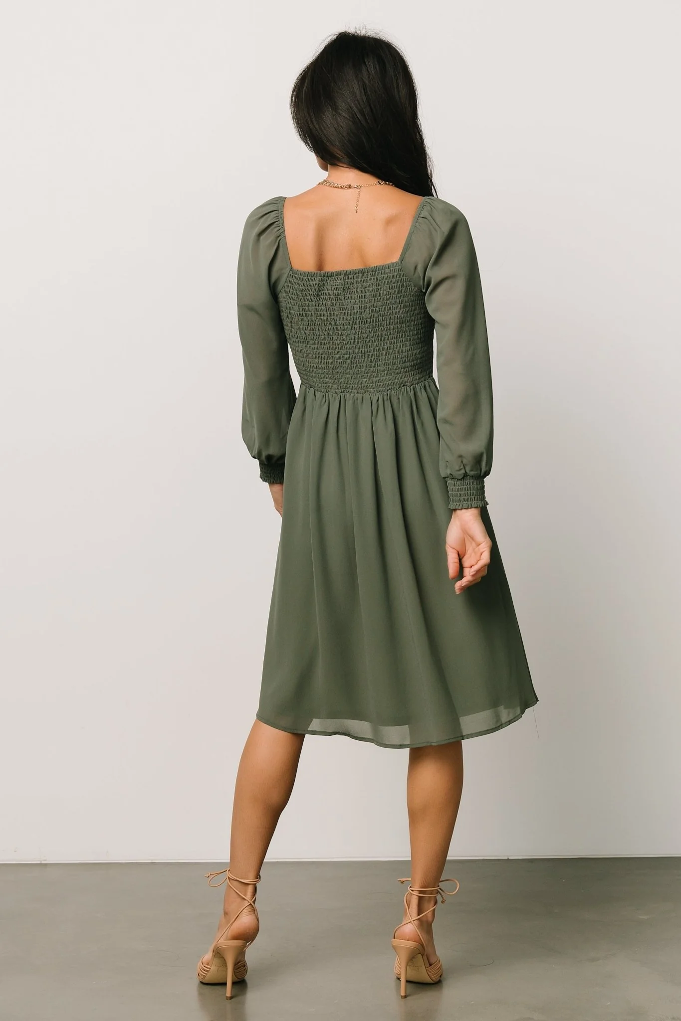 Elise Short Dress | Dark Sage