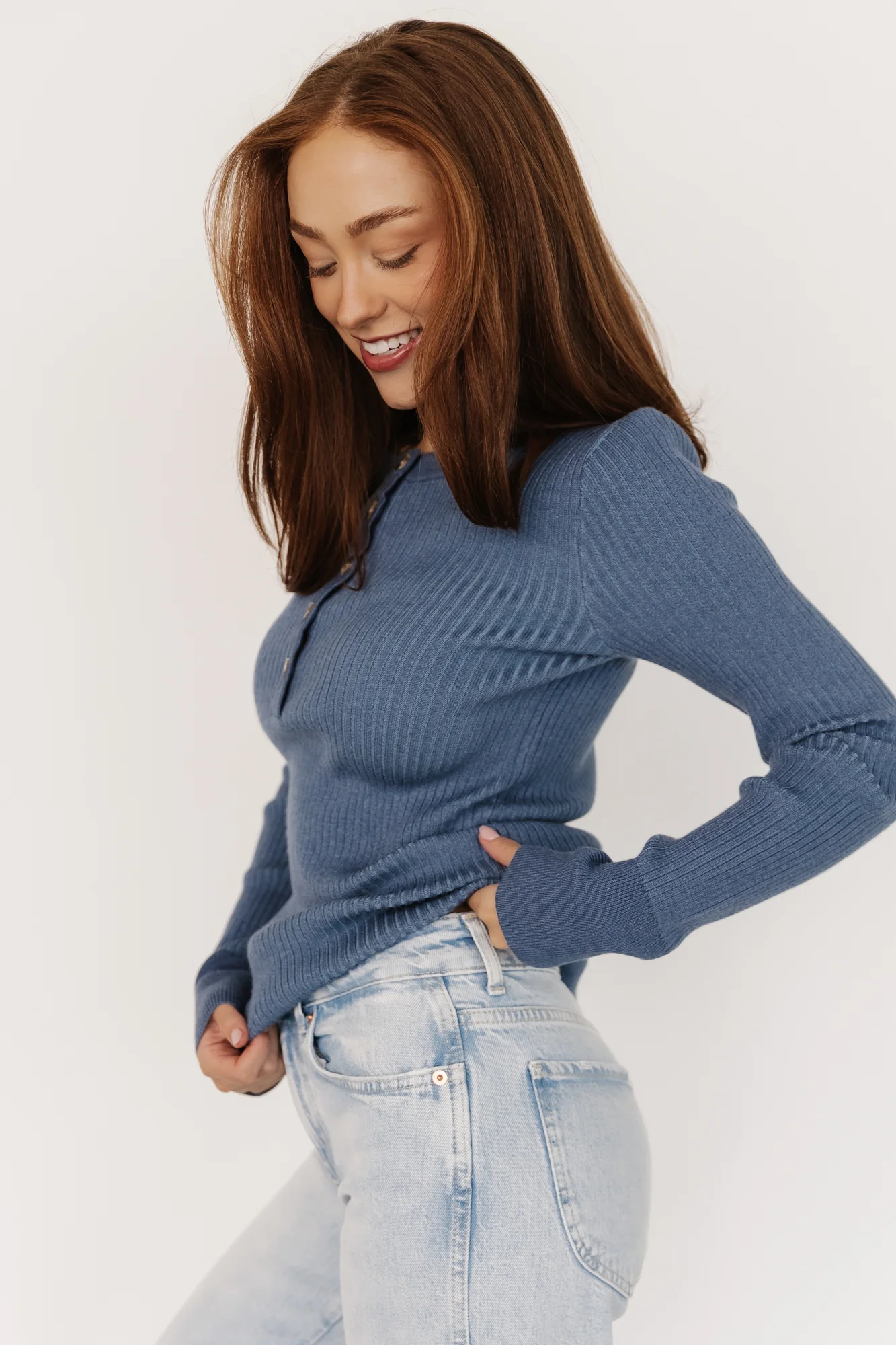 Stevie Ribbed Sweater | Blue