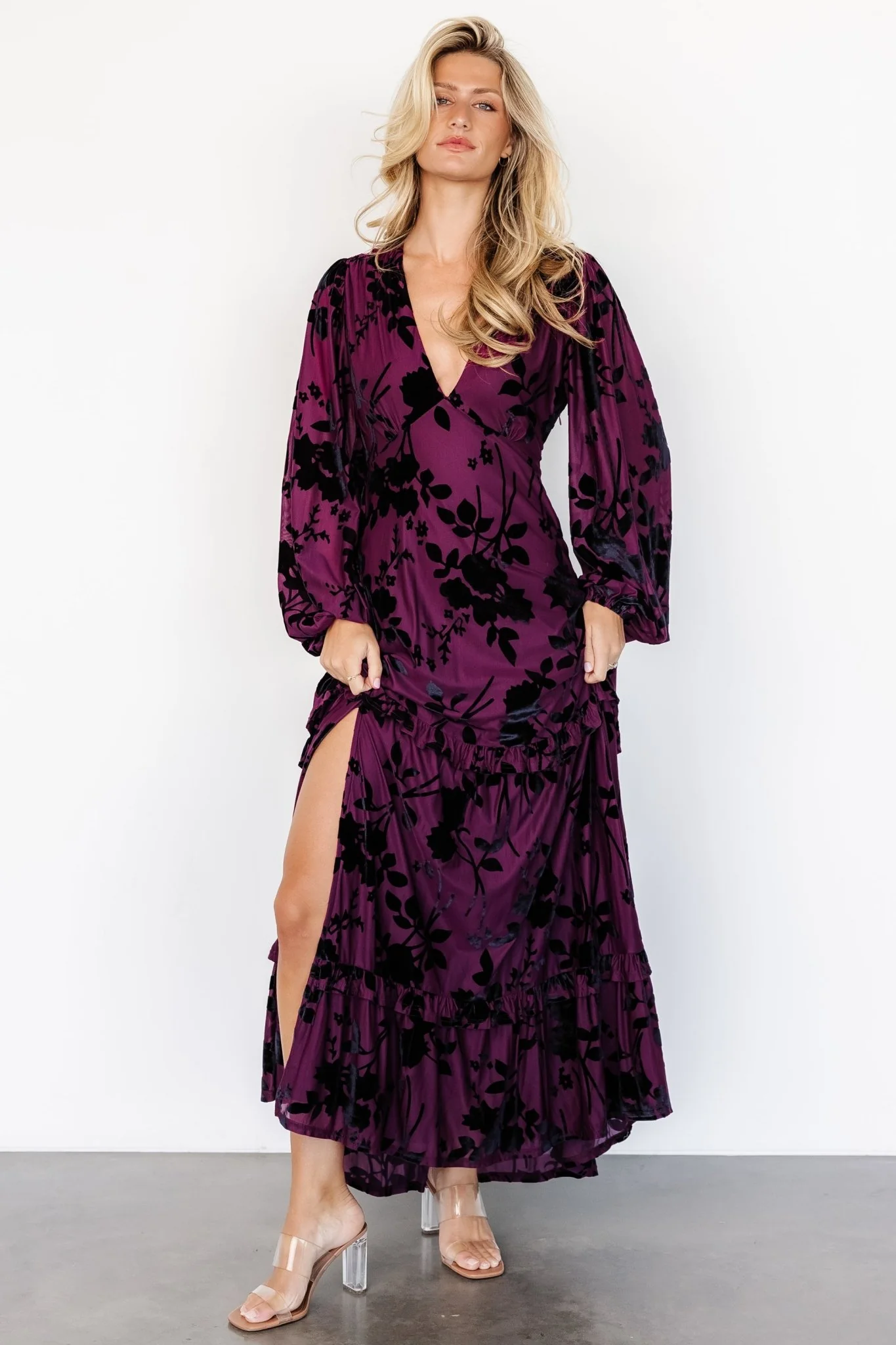 Liana Velvet Embossed Maxi Dress | Mulberry