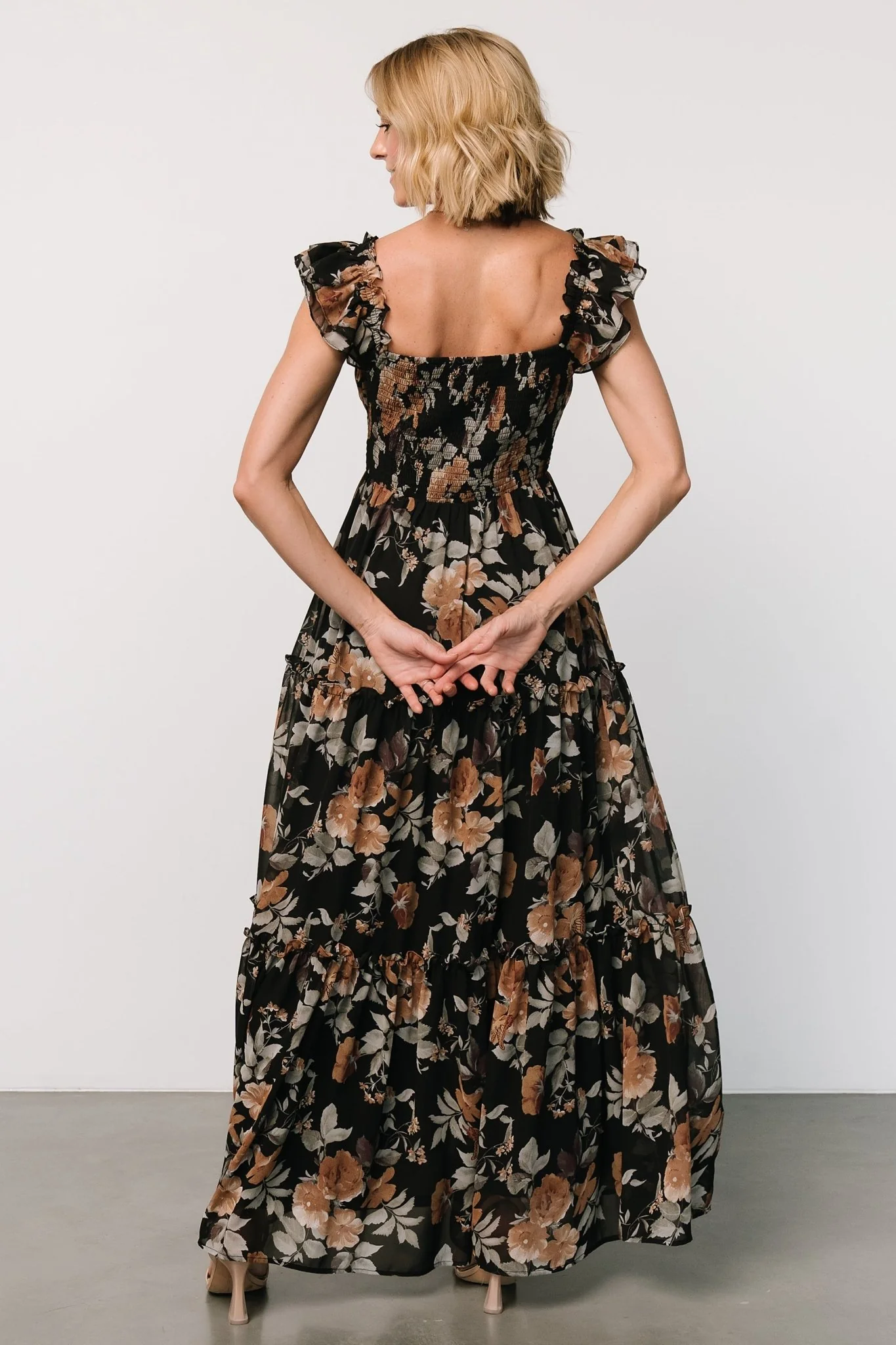 Martina Maxi Dress | Black + Copper Floral