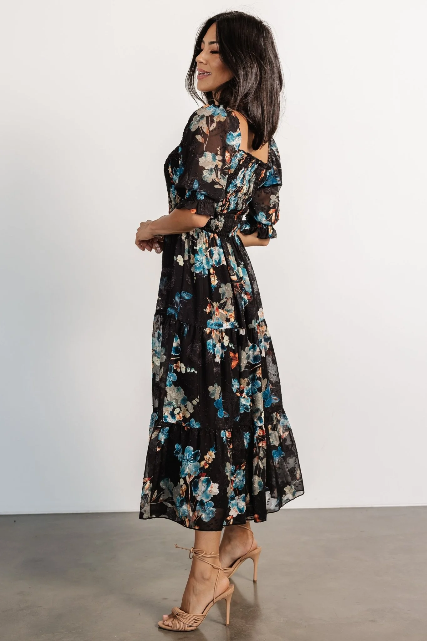 Fabian Jacquard Midi Dress | Black + Blue Multi