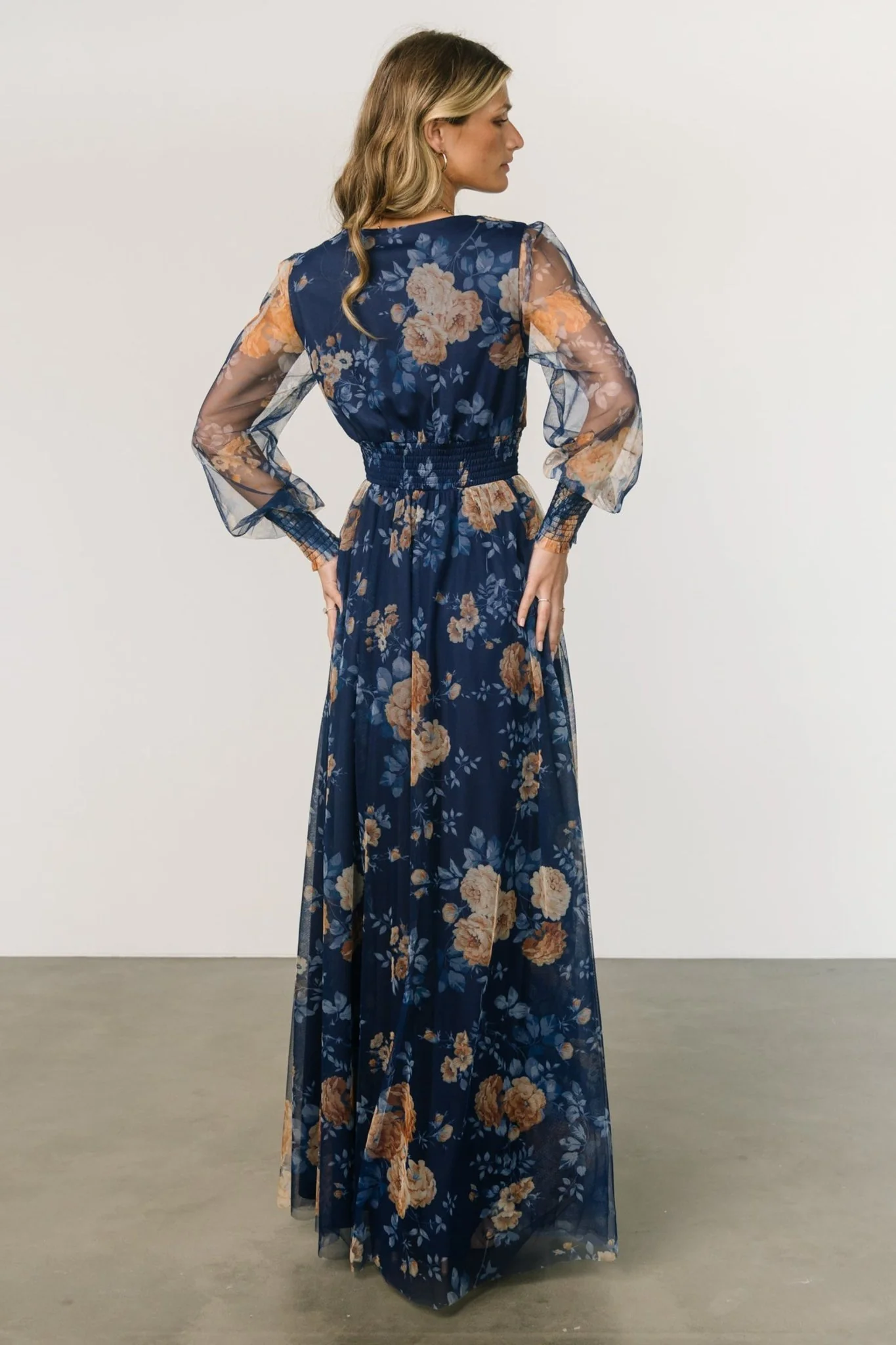 Layla Tulle Maxi Dress | Blue + Golden Floral