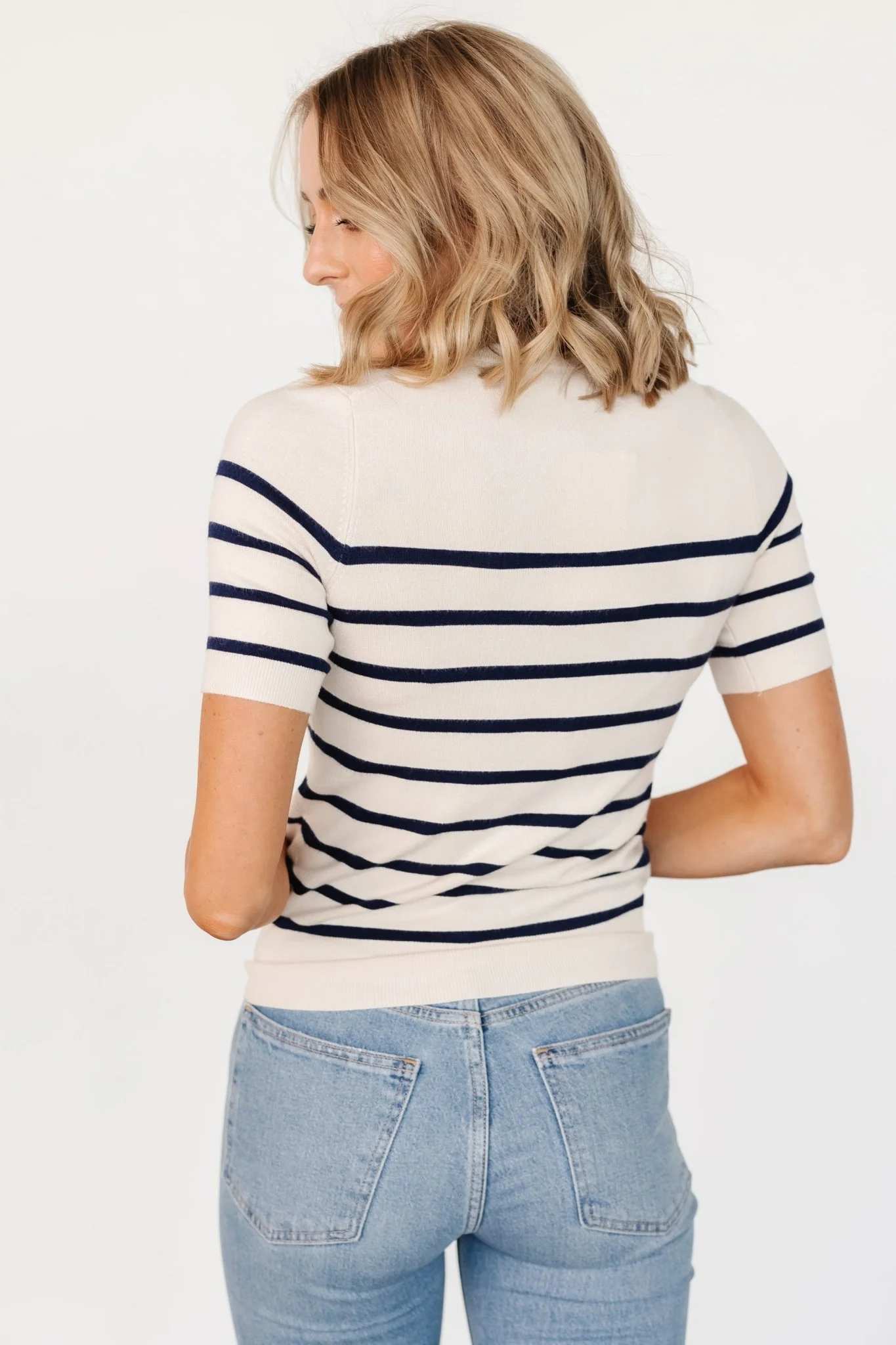 Alyson Knit Top | Ivory + Navy
