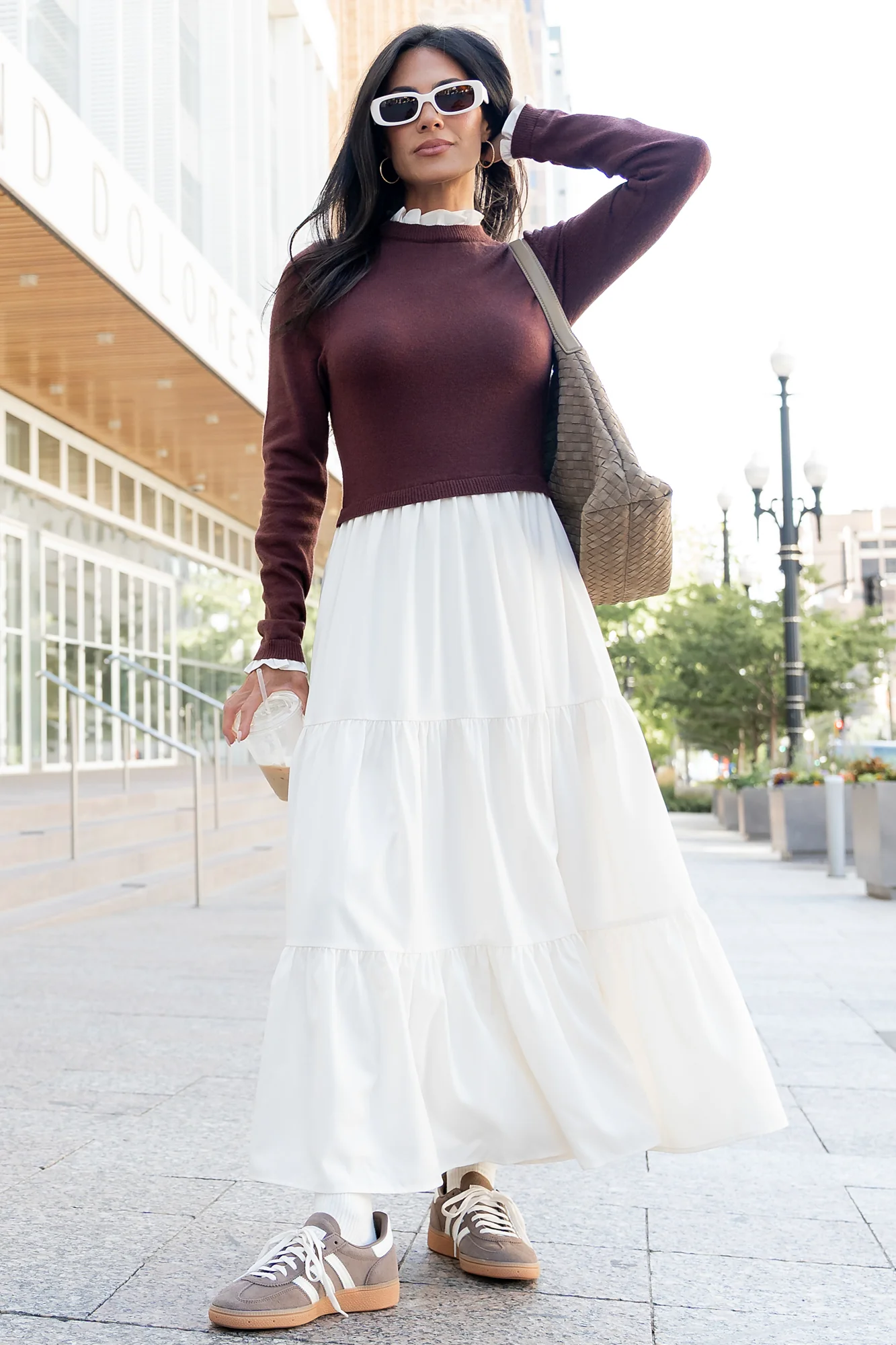 Sophie Sweater Dress | Mahogany + Ivory