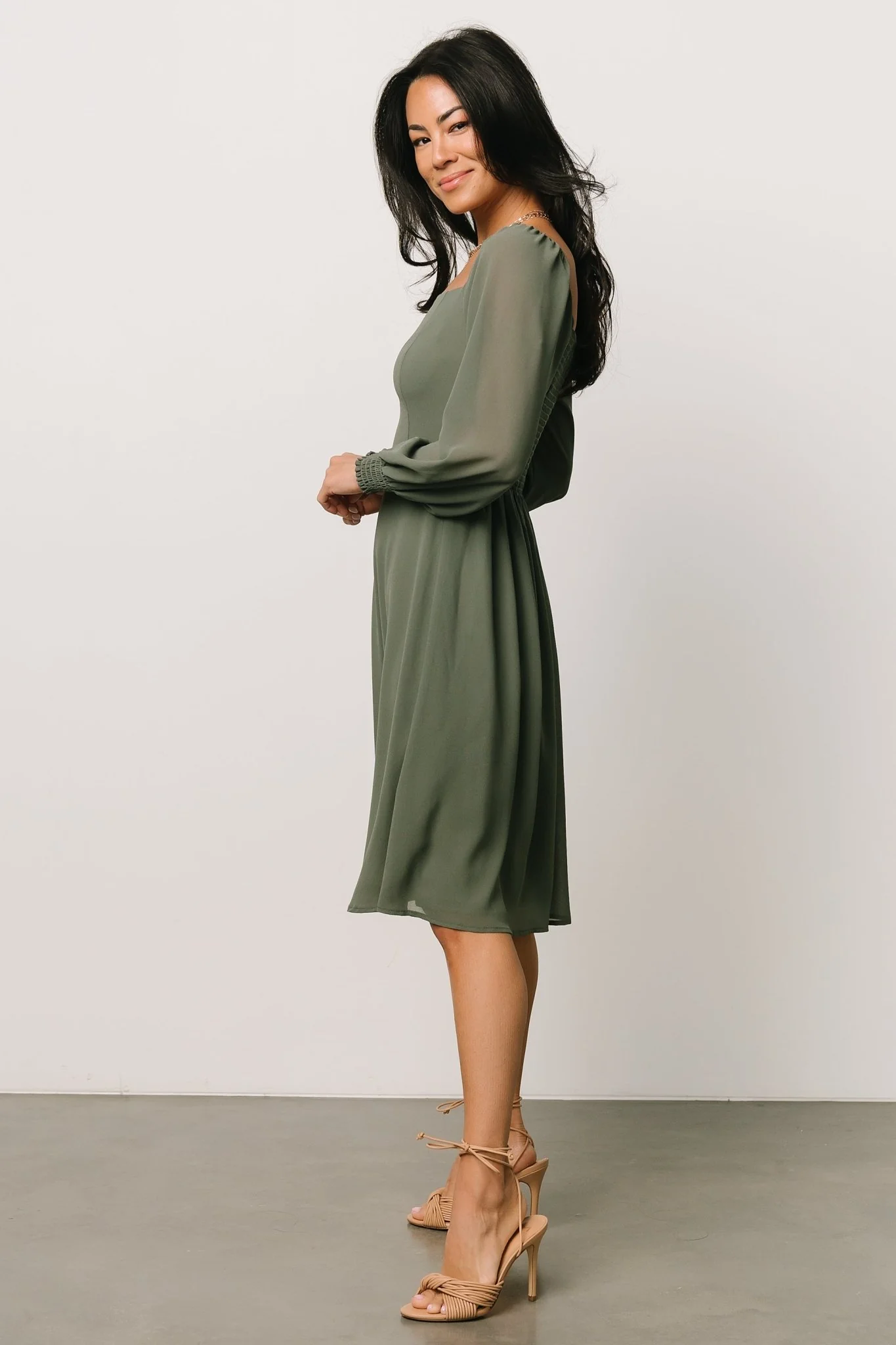 Elise Short Dress | Dark Sage