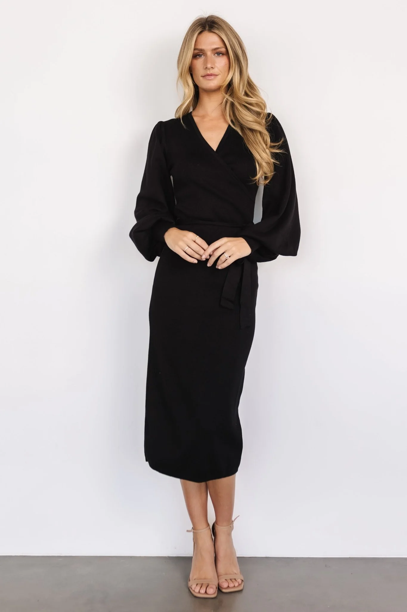 Soho Bubble Sleeve Sweater Dress | Black