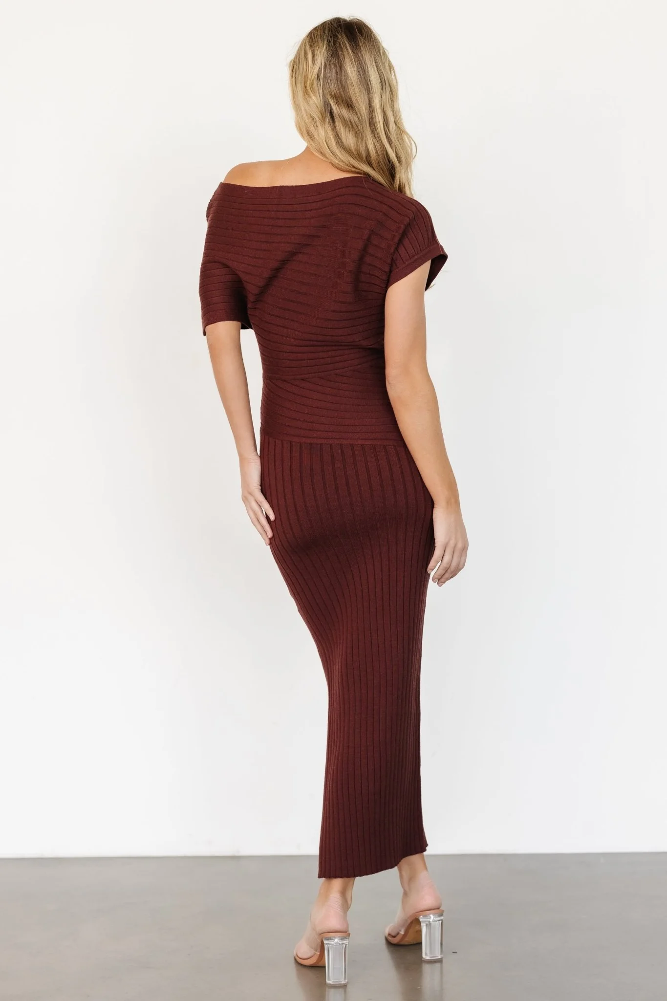 Clara Ribbed Sweater Dress | Mahogany Brown