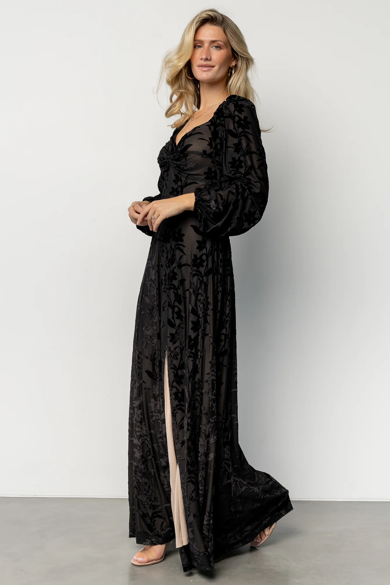 Aurora Velvet Maxi Dress | Black Floral