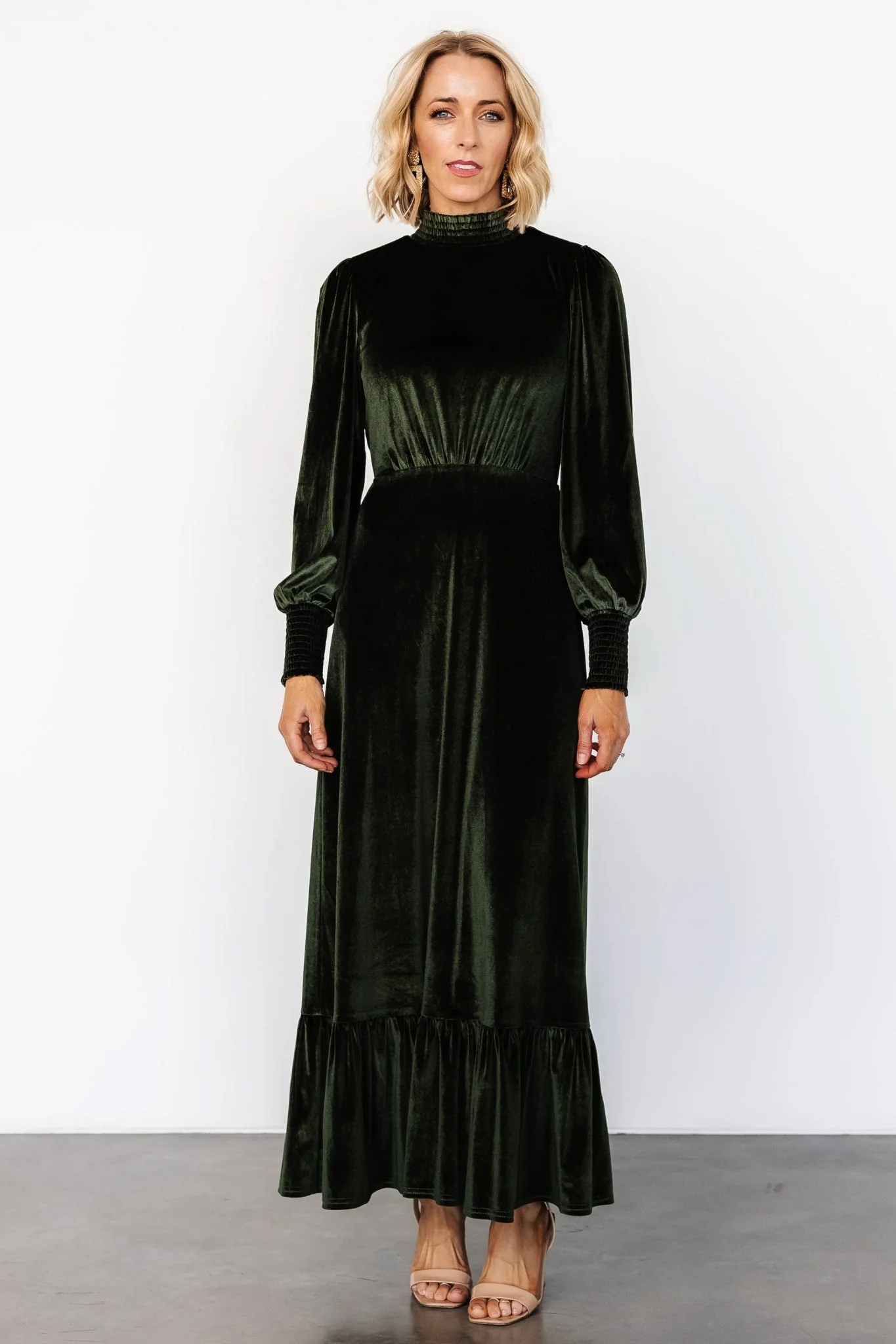 Elodie Velvet Maxi Dress | Deep Olive