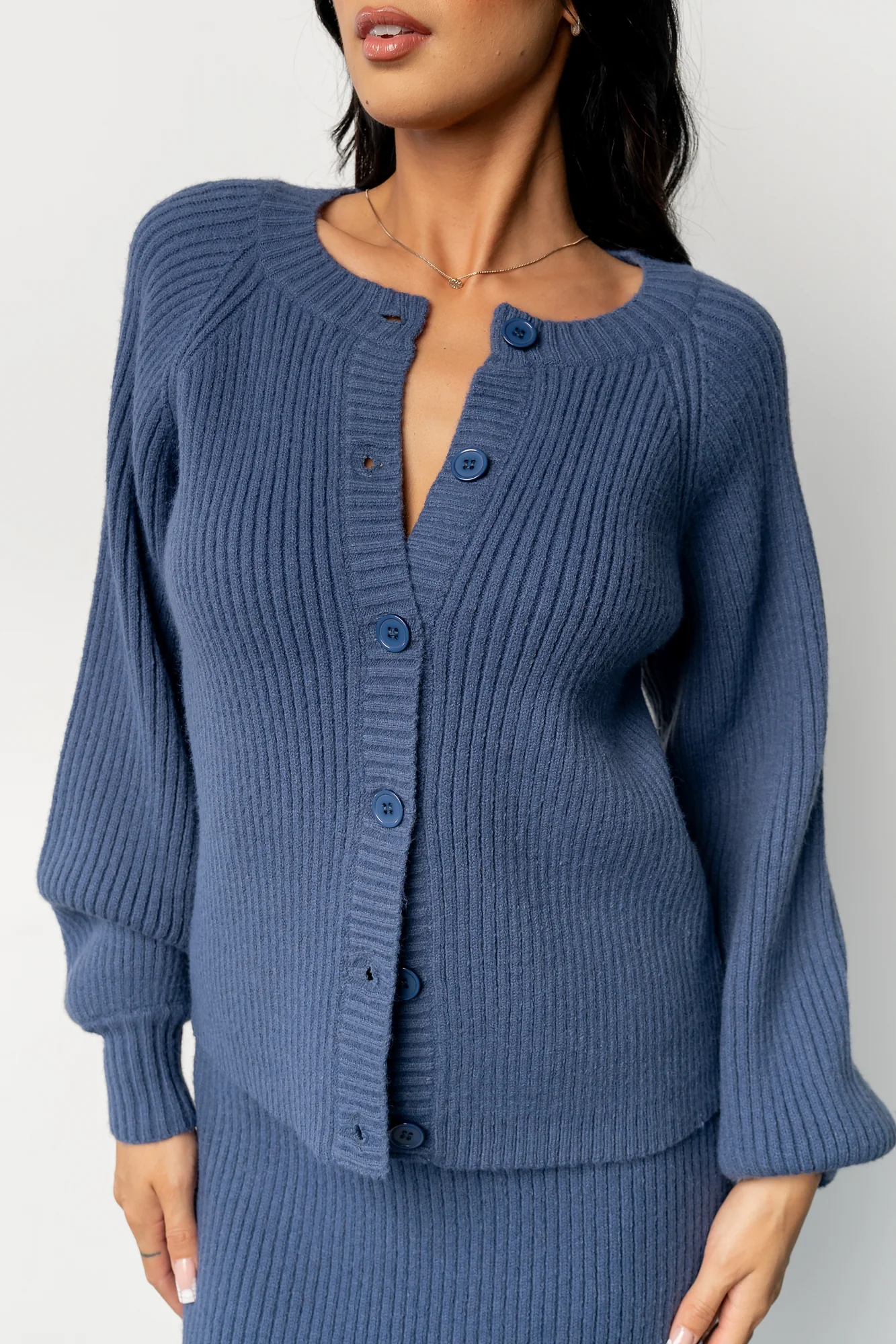 Blair Rib Knit Cardigan | Blue