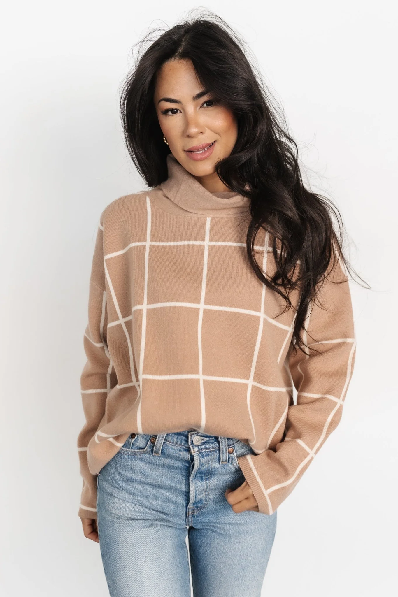 Tahoe Turtleneck Sweater | Taupe + Cream