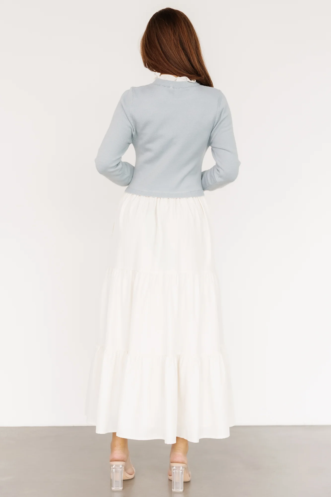 Sophie Sweater Dress | Light Blue + Ivory