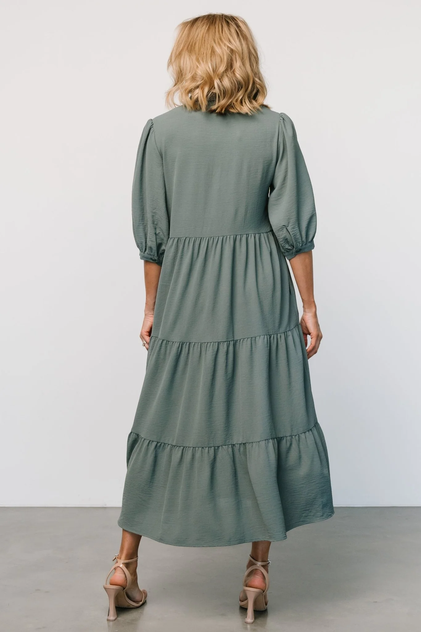 Sandy Button Tiered Dress | Jade