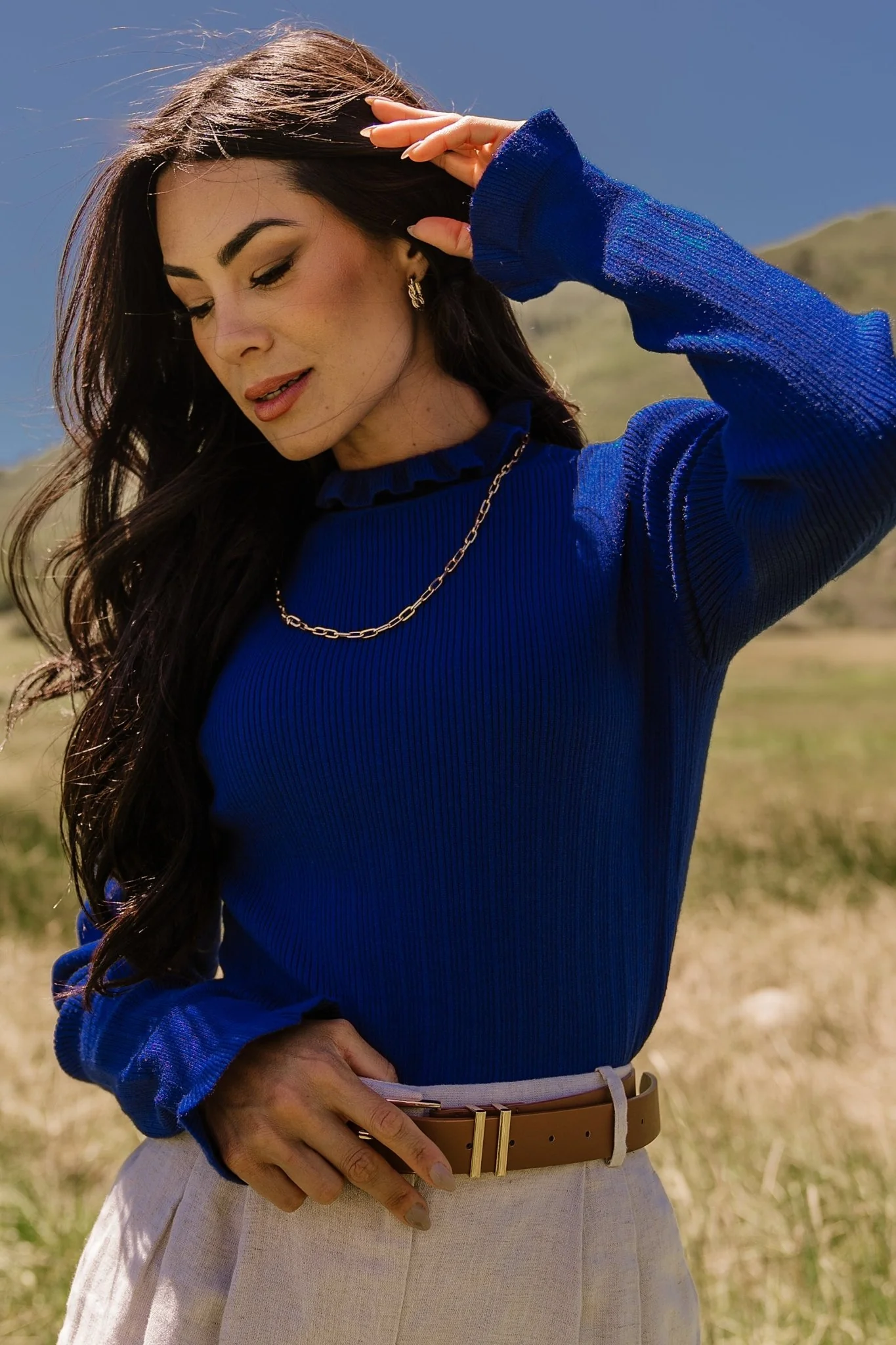 Olympia Sweater Top | Cobalt