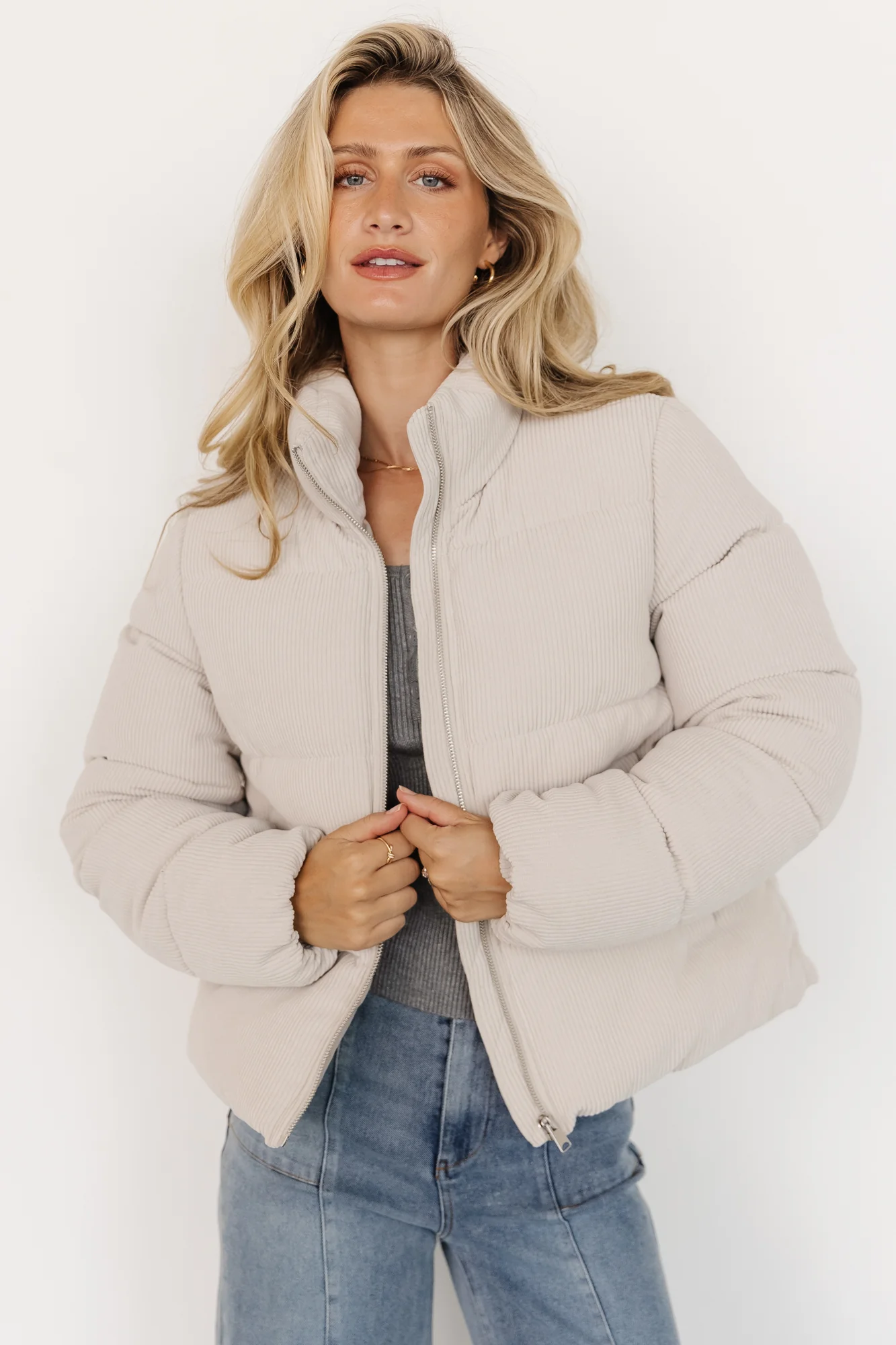 Holden Corduroy Puffer Jacket | Light Greige