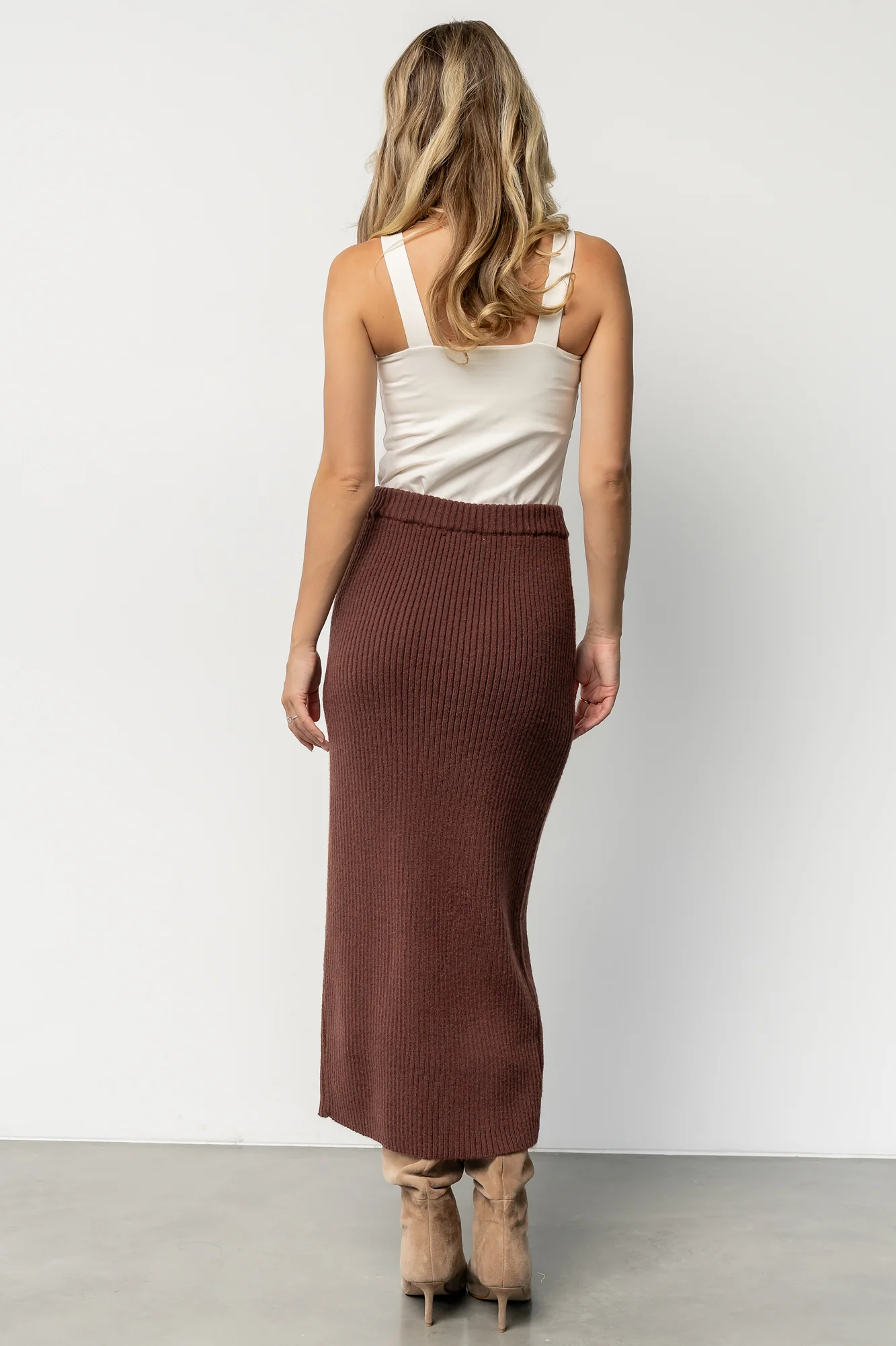 Blair Rib Knit Skirt | Mahogany