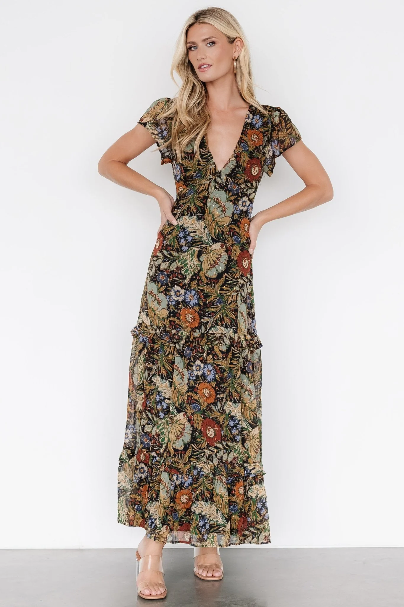 Riverwood Deep V Maxi Dress | Multi Floral
