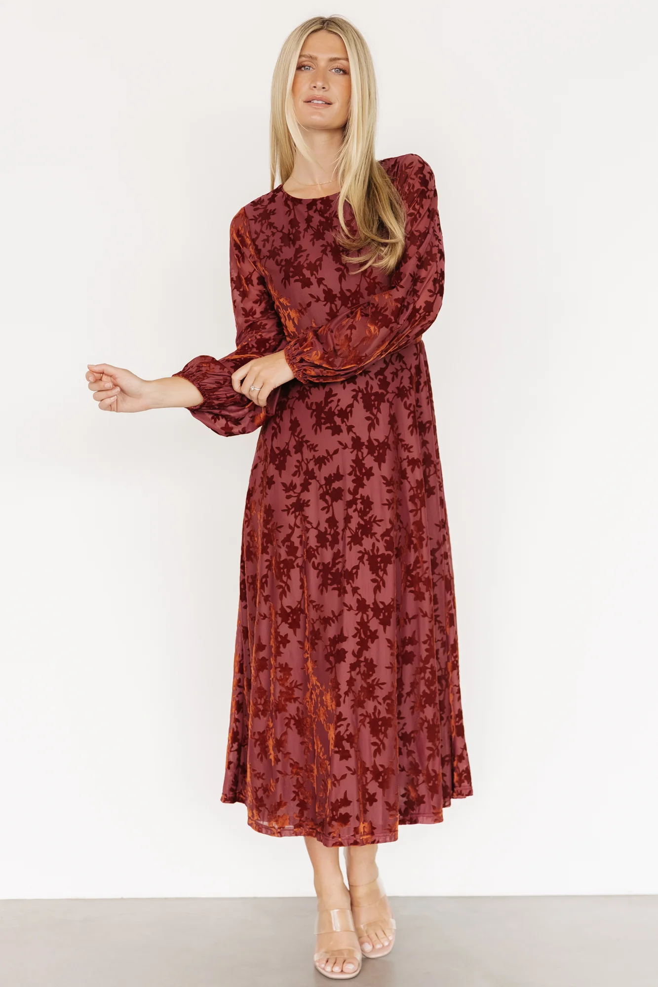 Thora Velvet Dress | Copper Floral