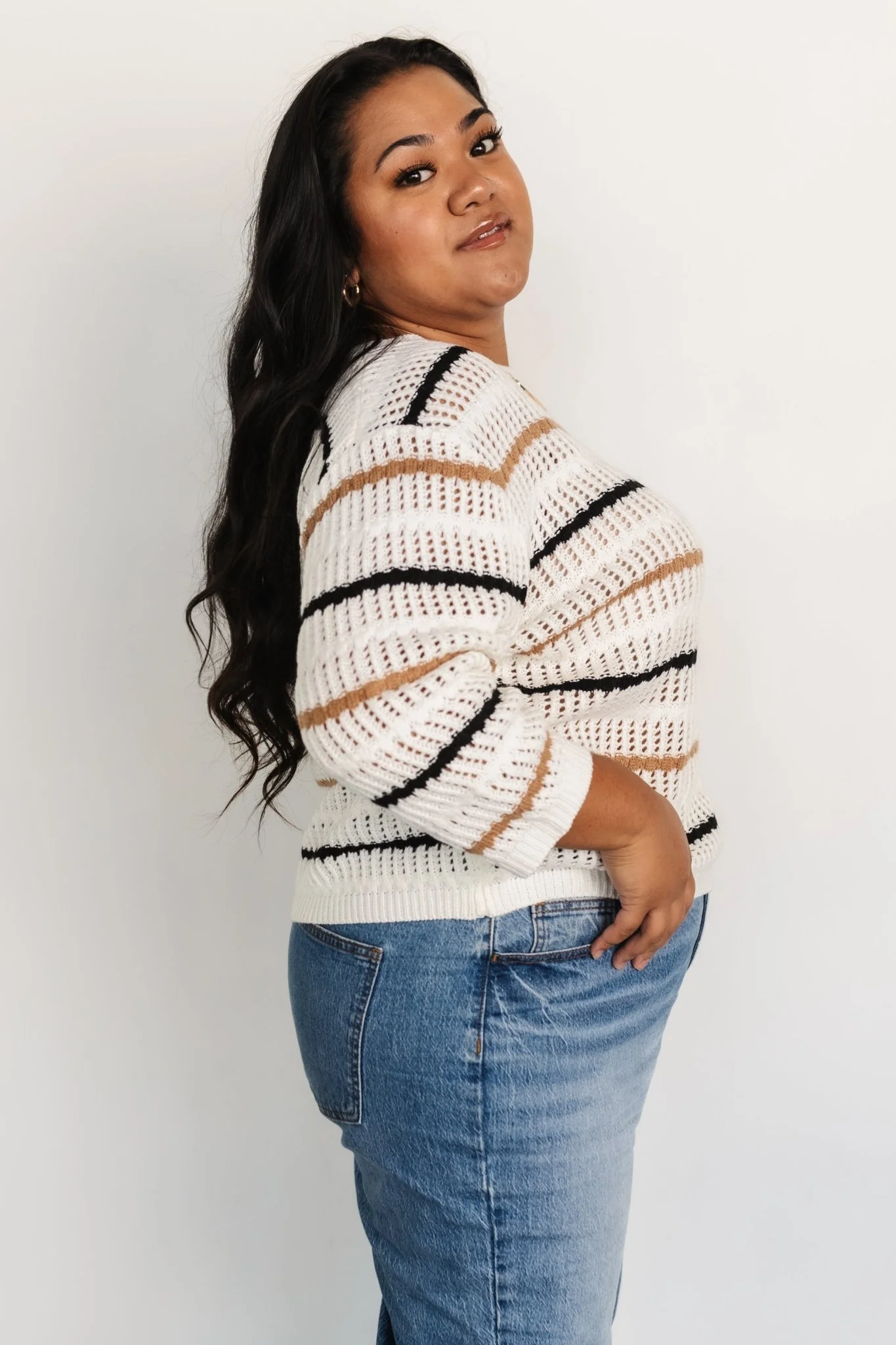 Sundance Knit Sweater Top | Ivory Multi Stripe