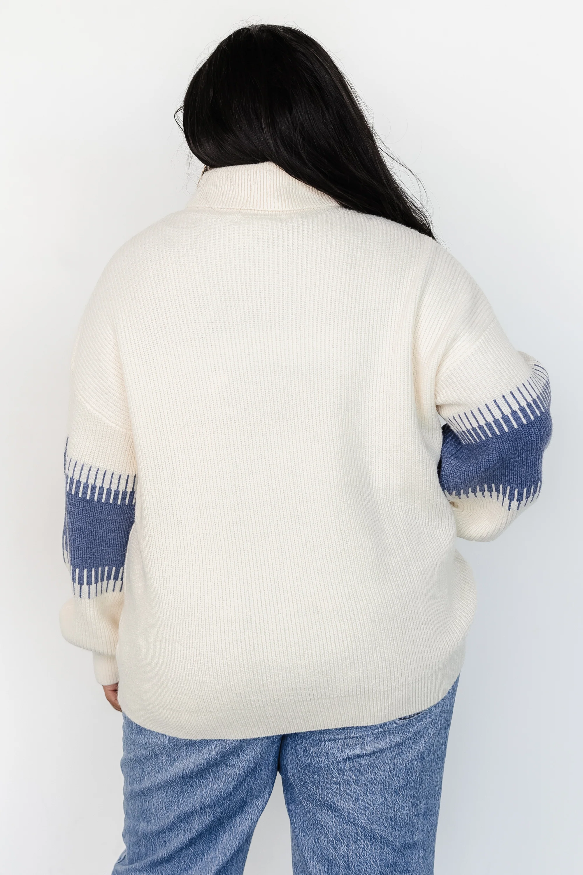 Antonov Turtle Neck Sweater | Blue + Cream