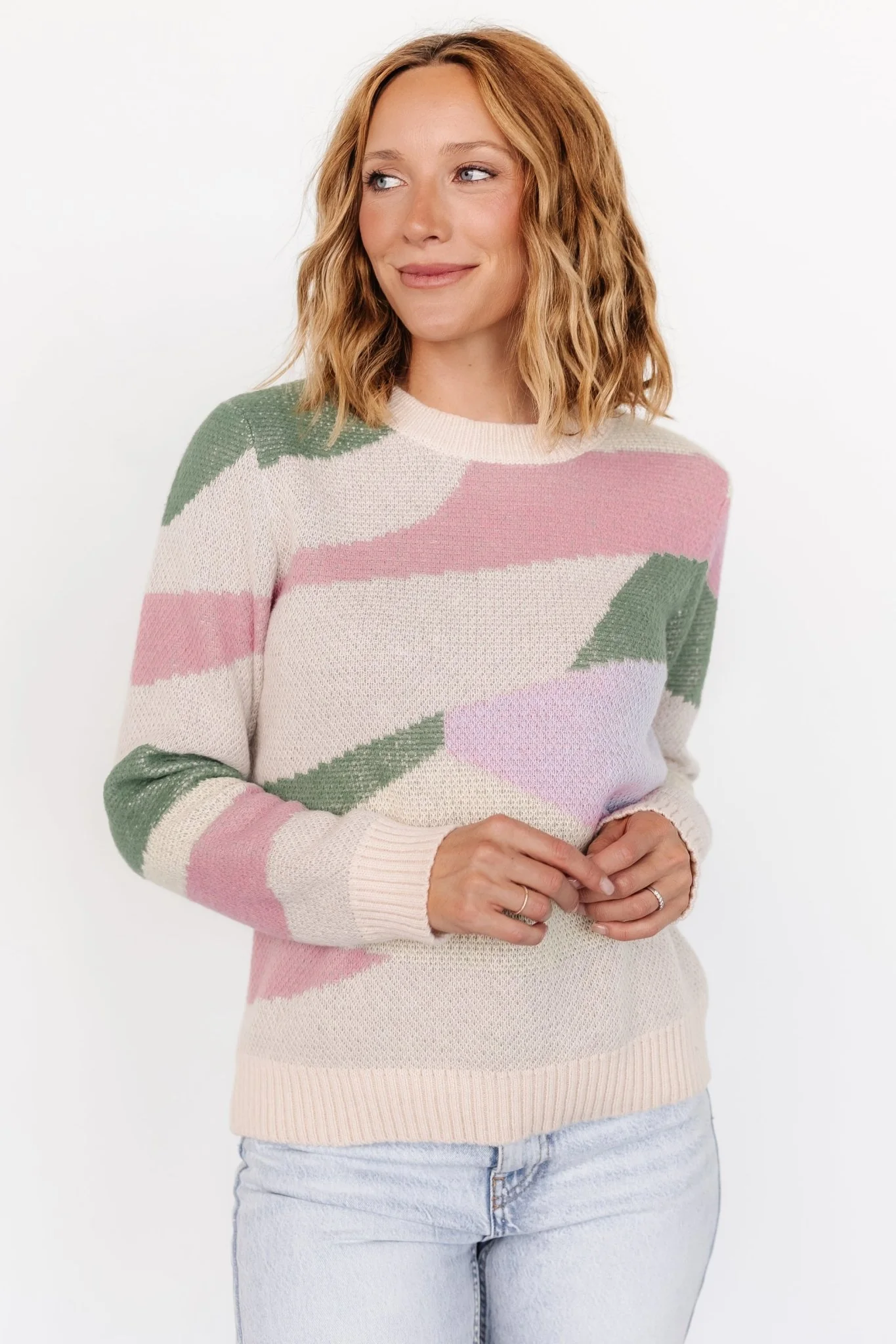 Violet Geo Sweater | Lilac + Green