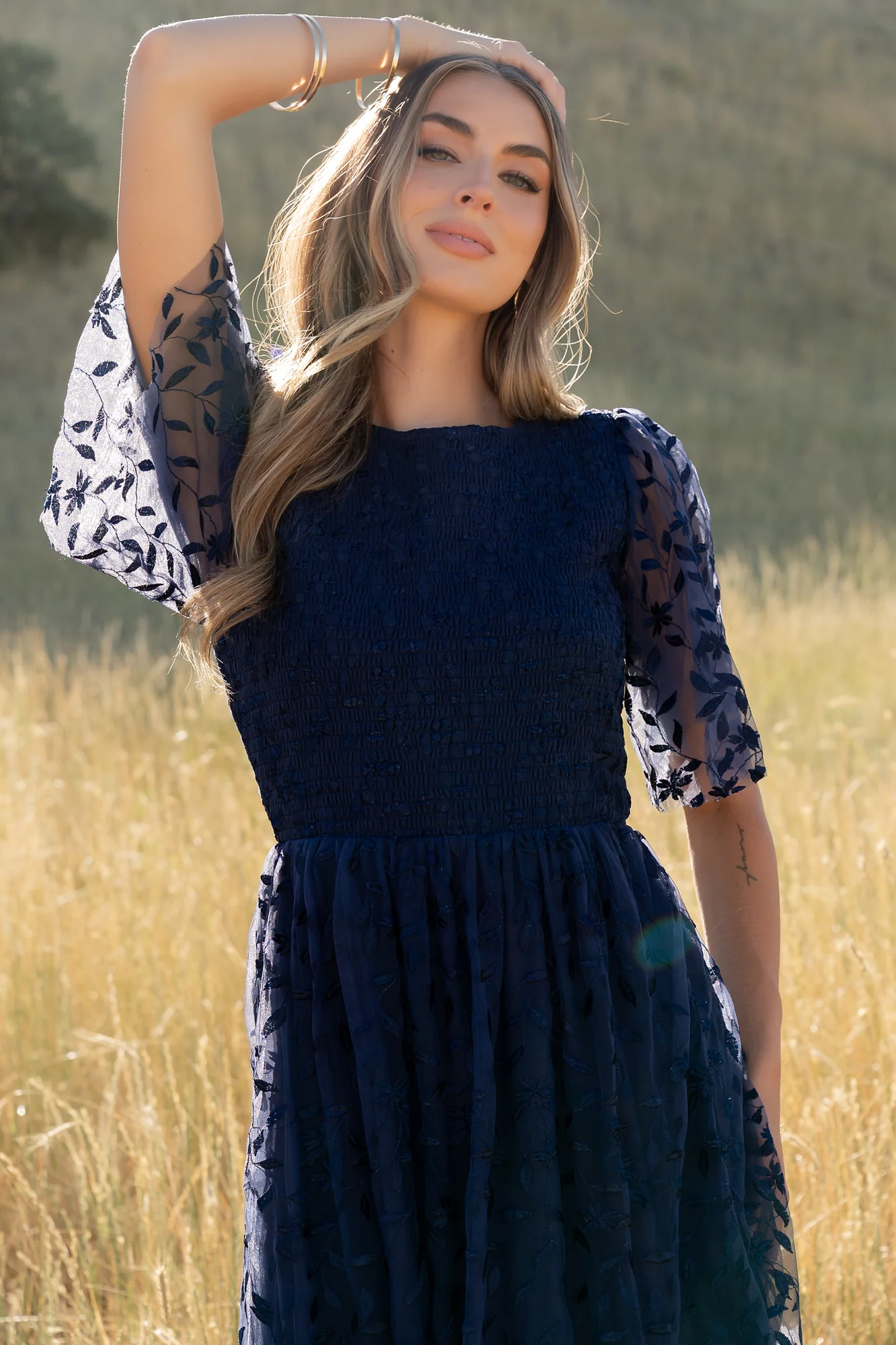 Kendra Embroidered Dress | Navy