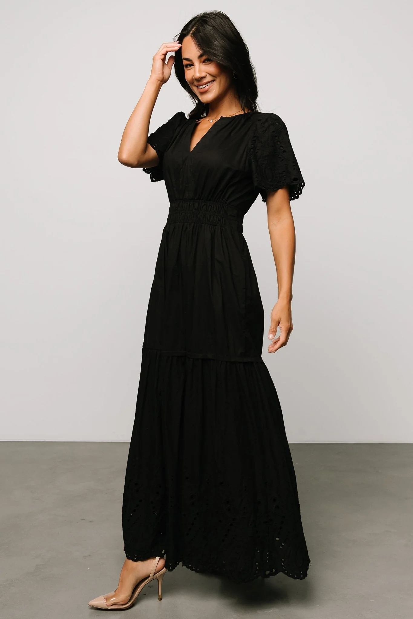 Annette Eyelet Maxi Dress | Black