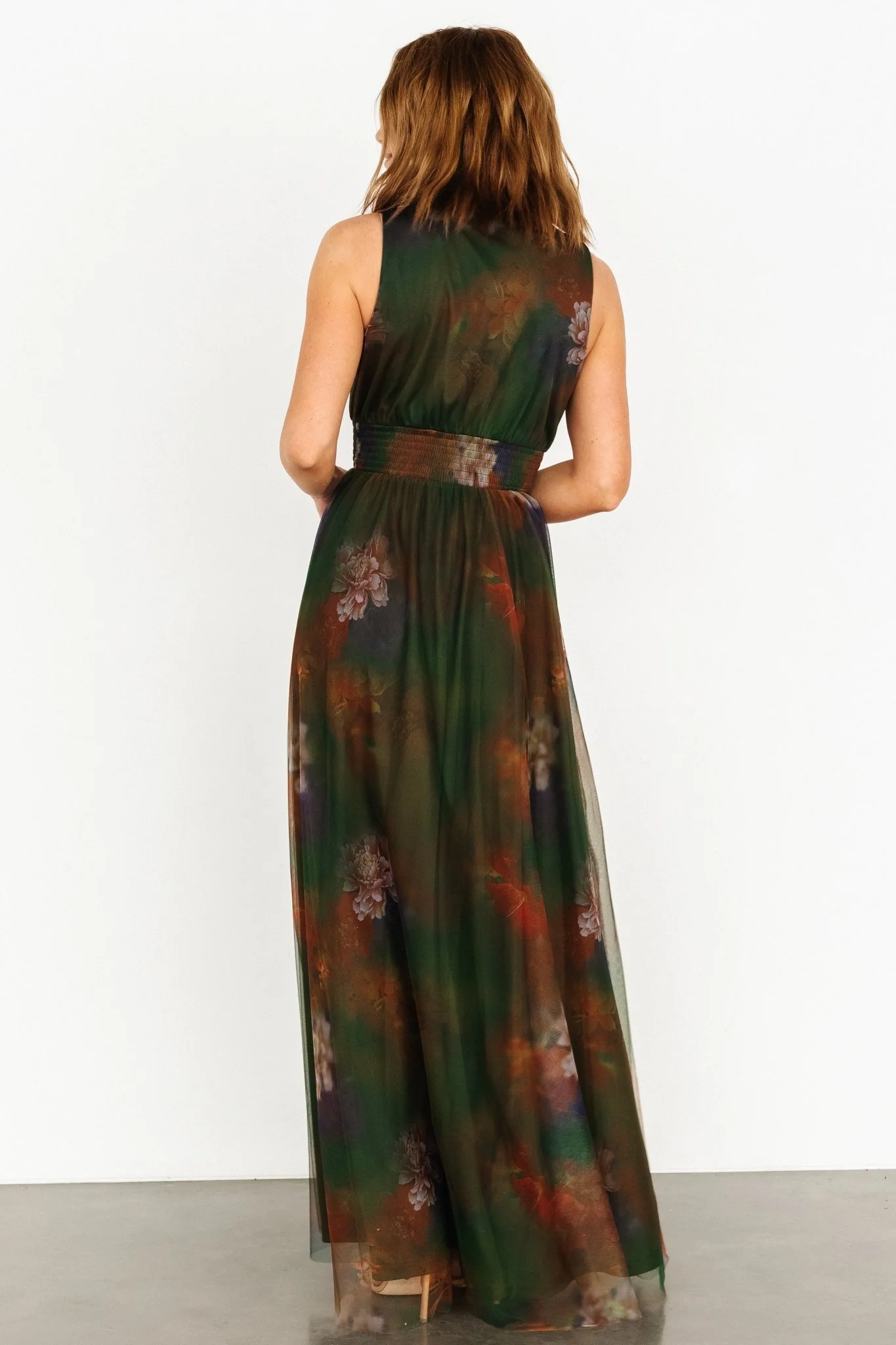 Kamila Tulle Maxi Dress | Olive Multi Floral