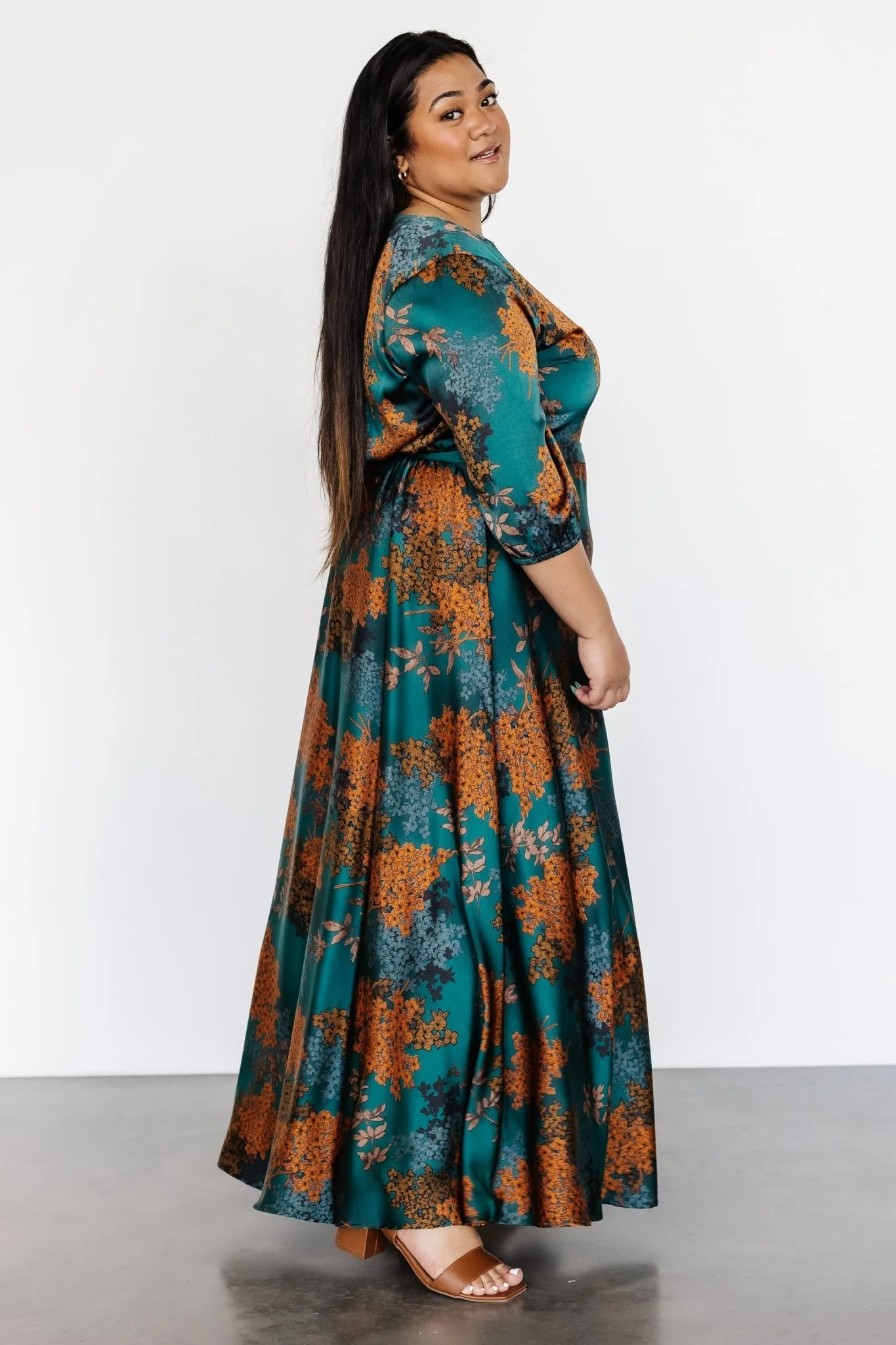 Paula Satin Maxi Dress | Jade Multi