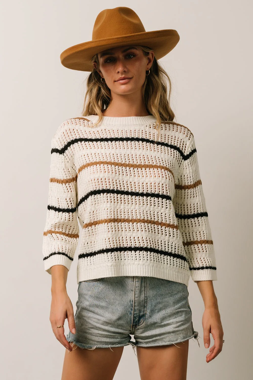 Sundance Knit Sweater Top | Ivory Multi Stripe