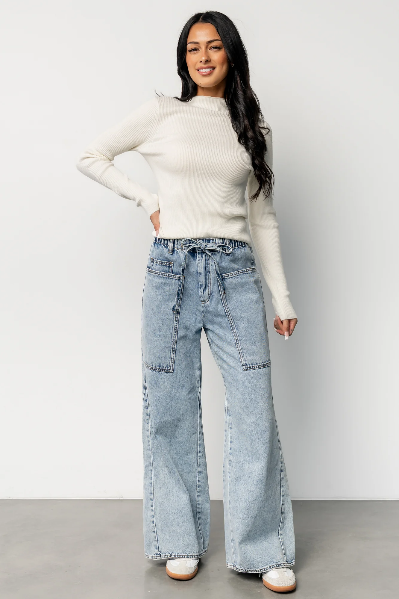 Ilsa Ribbed Sweater Top | Ivory