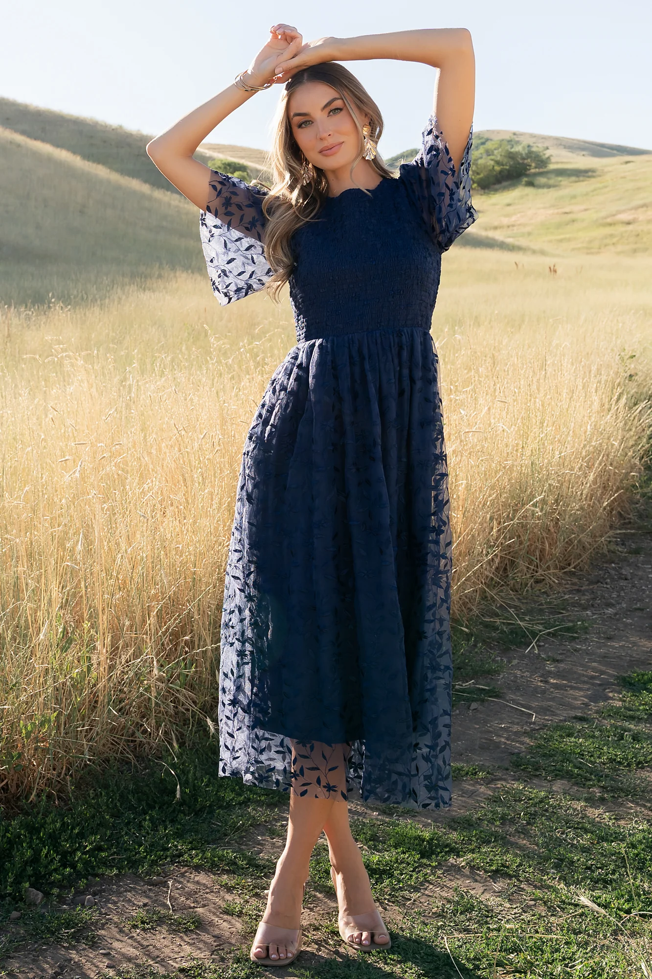Kendra Embroidered Dress | Navy