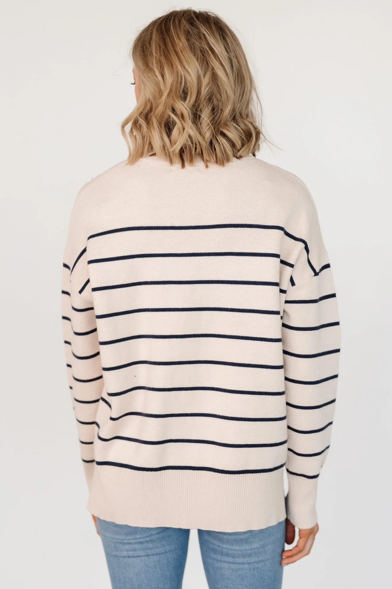 Colmar Striped Sweater | Cream + Navy