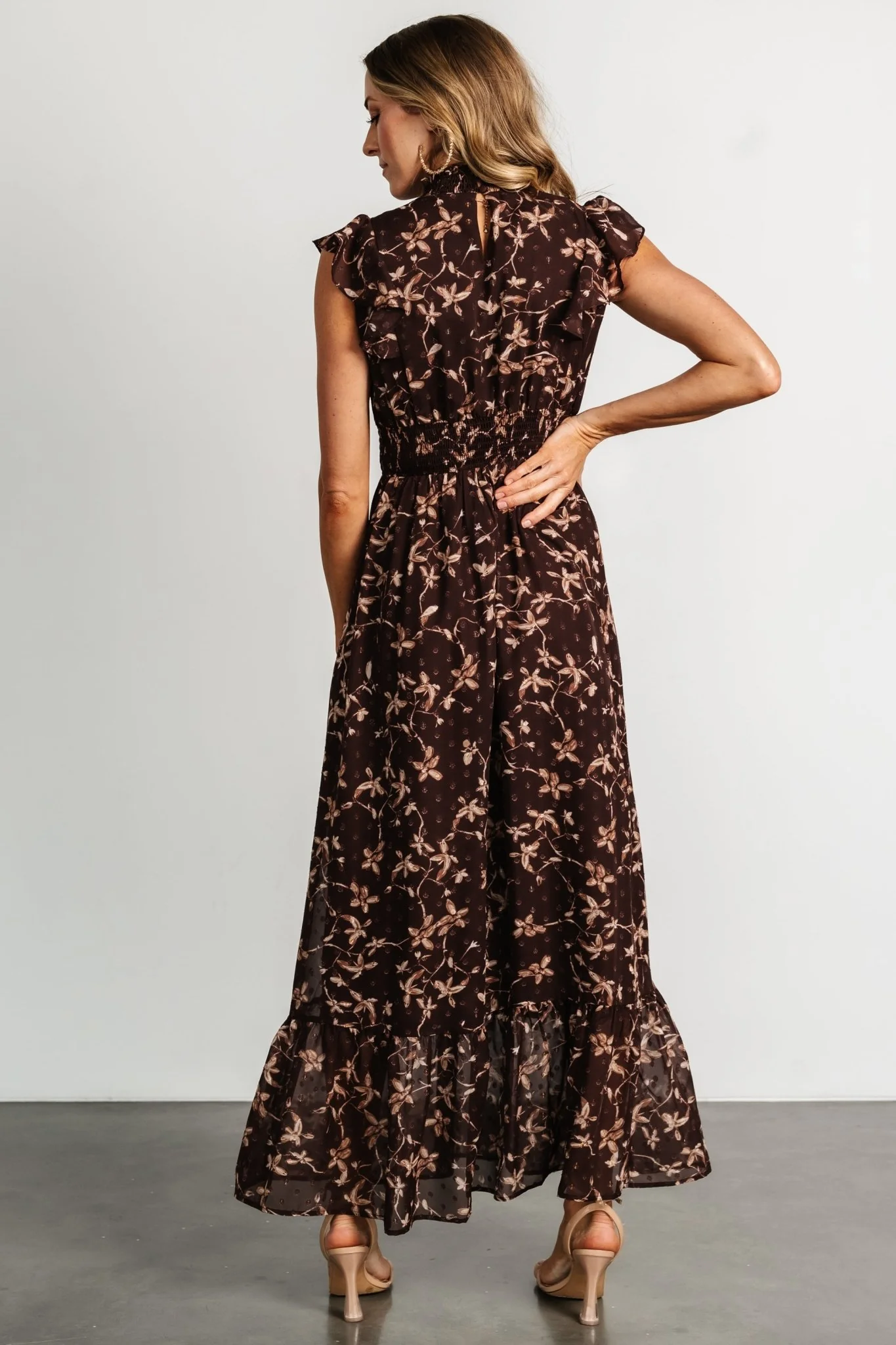 Kearny Ruffle Maxi Dress | Brown + Natural