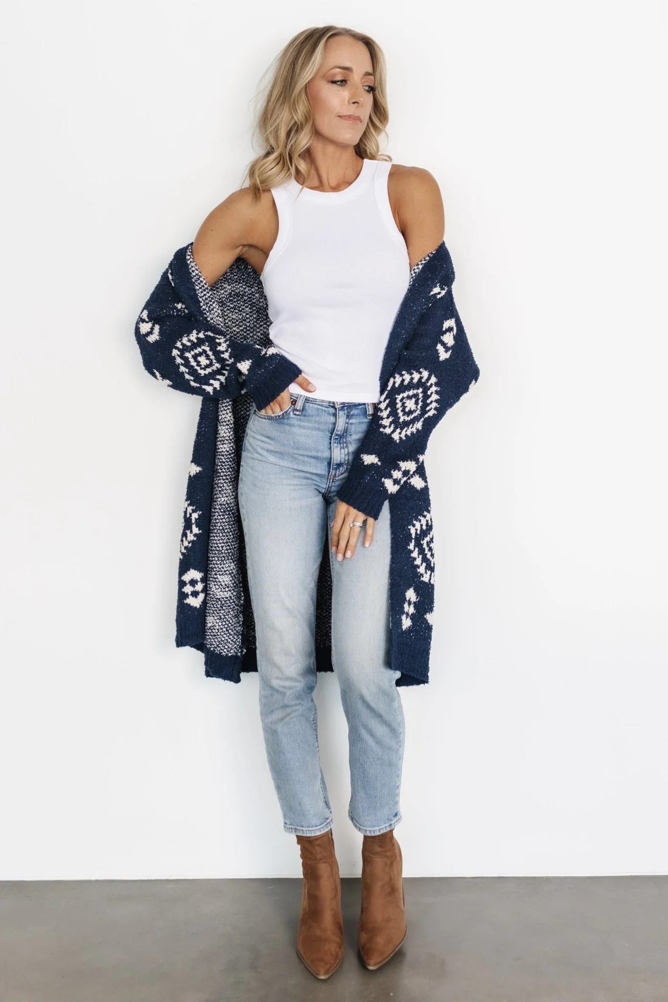 Missoula Oversized Cardigan | Navy + Ivory